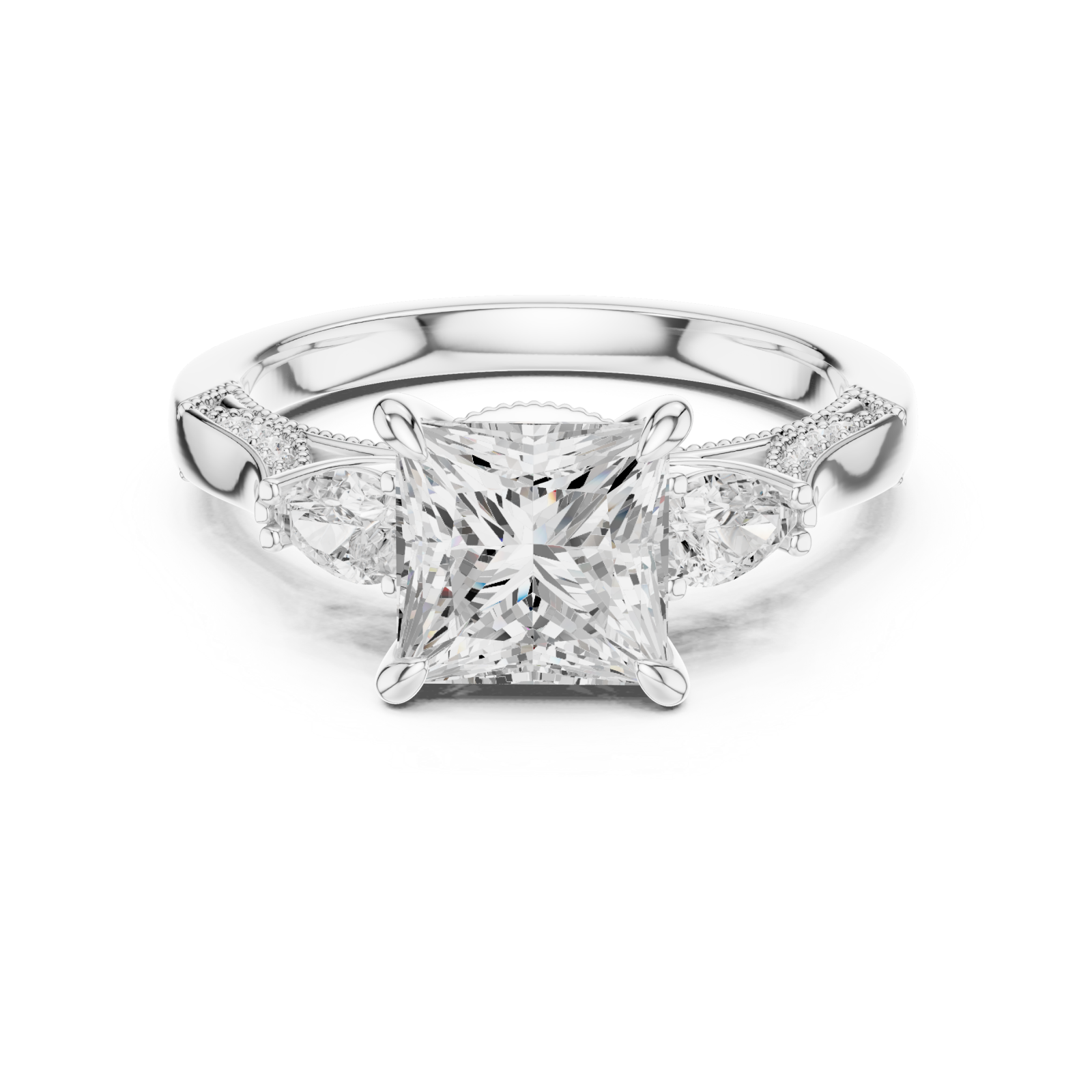  White Gold Opulent Serene Crown Cocktail Ring Front View