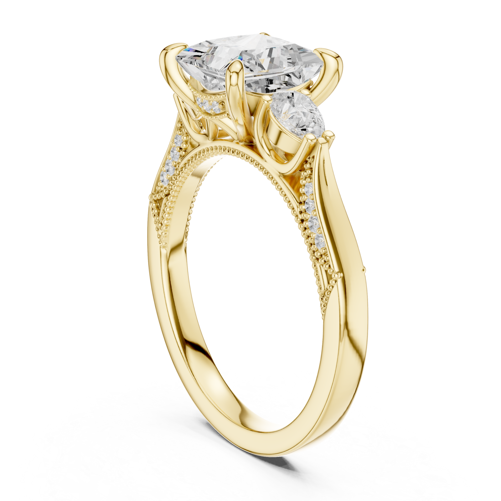  Gold Opulent Serene Crown Cocktail Ring Left View