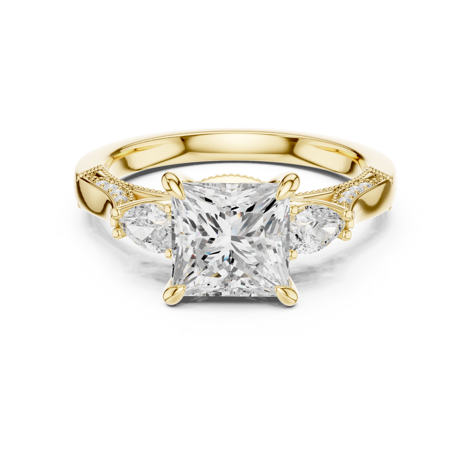  Gold Opulent Serene Crown Cocktail Ring Front View