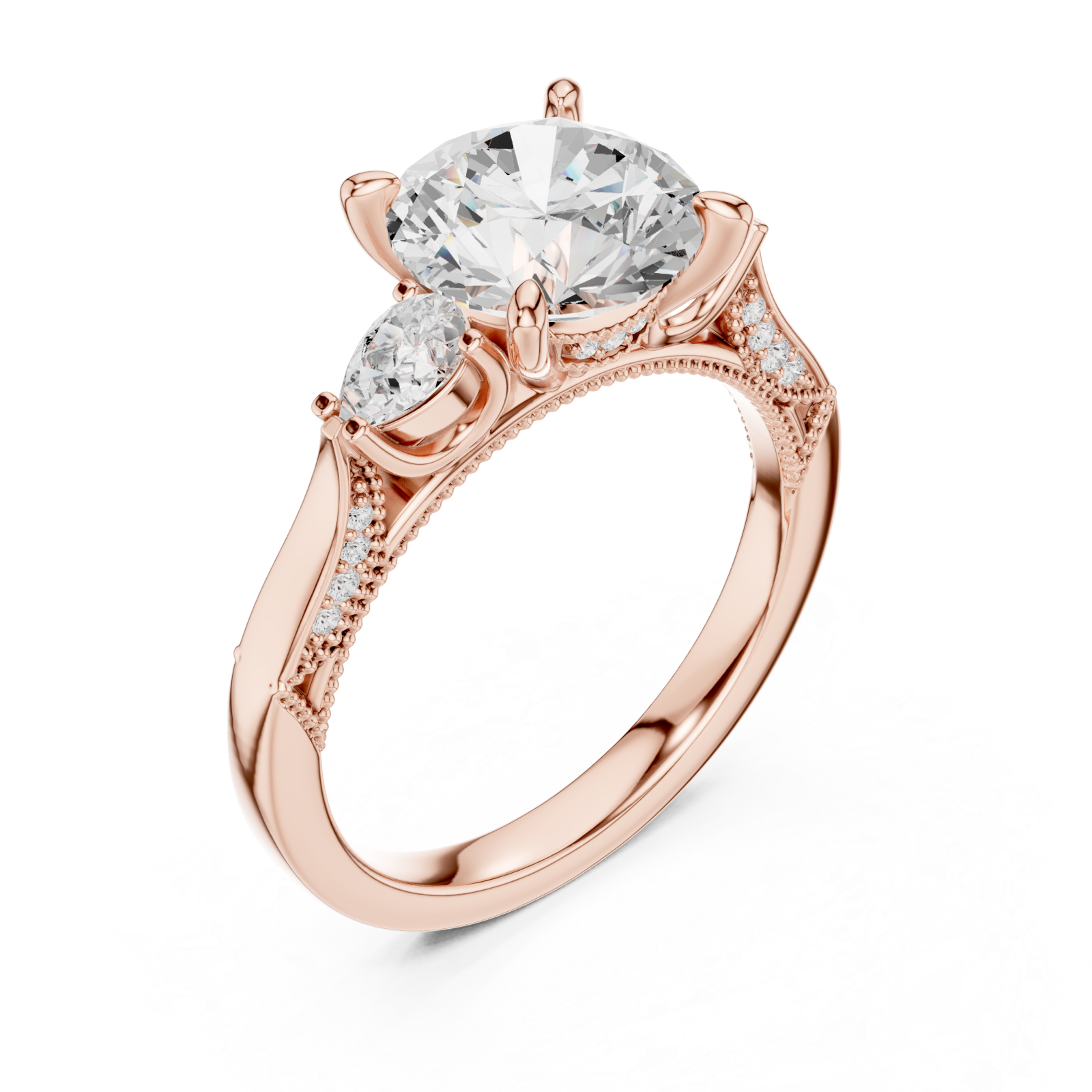  Rose Gold Radiance Halo Vintage Inspired Ring Right View