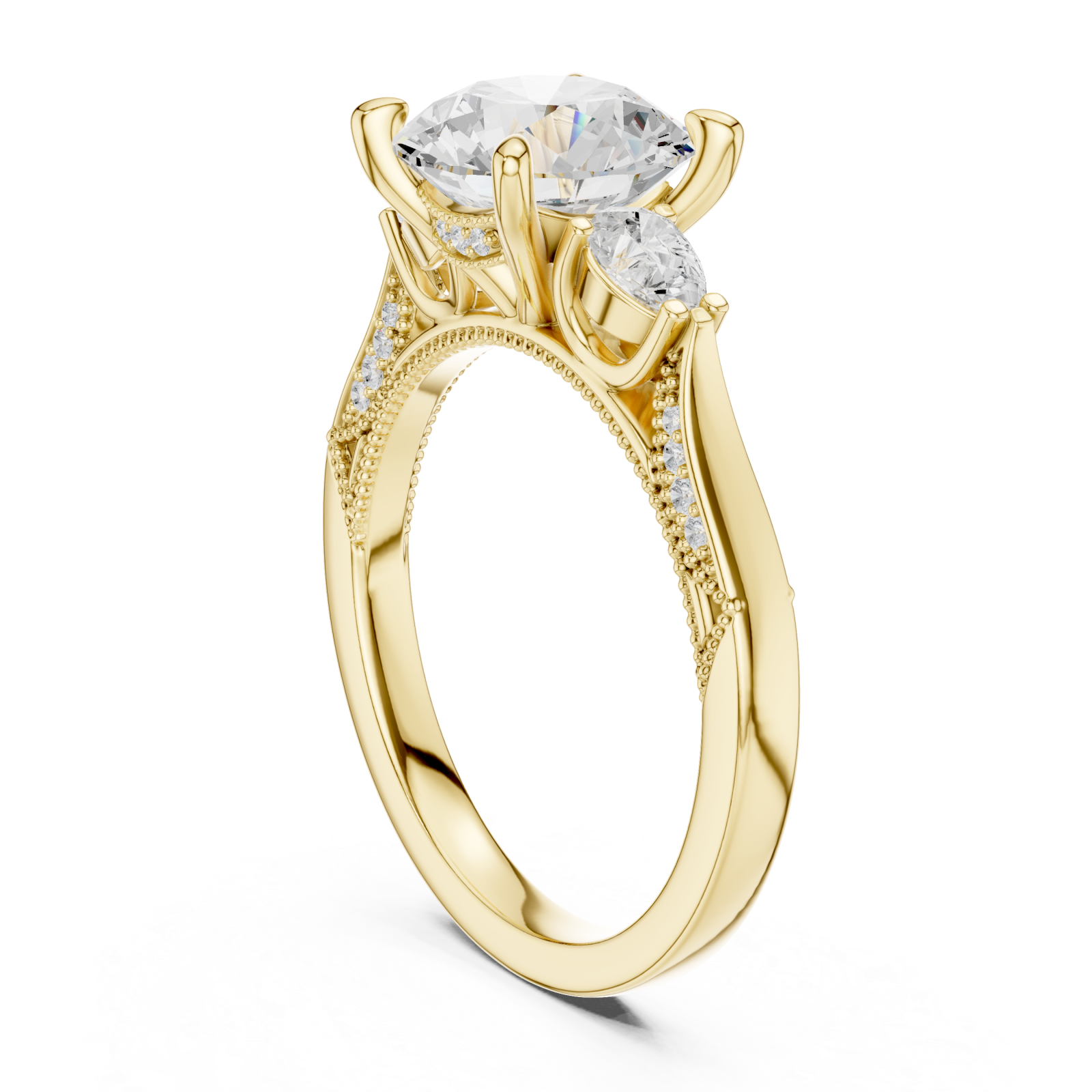  Gold Radiance Halo Vintage Inspired Ring Left View