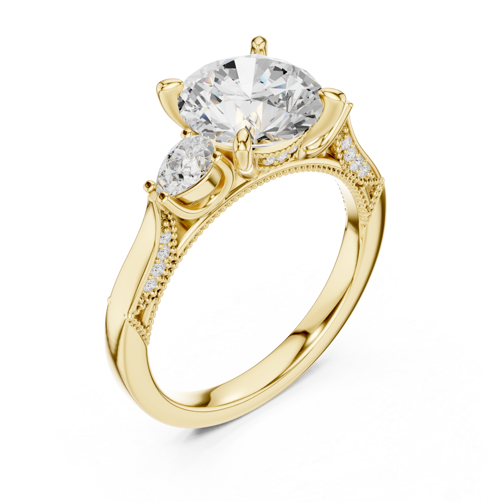 Gold Radiance Halo Vintage Inspired Ring Right View