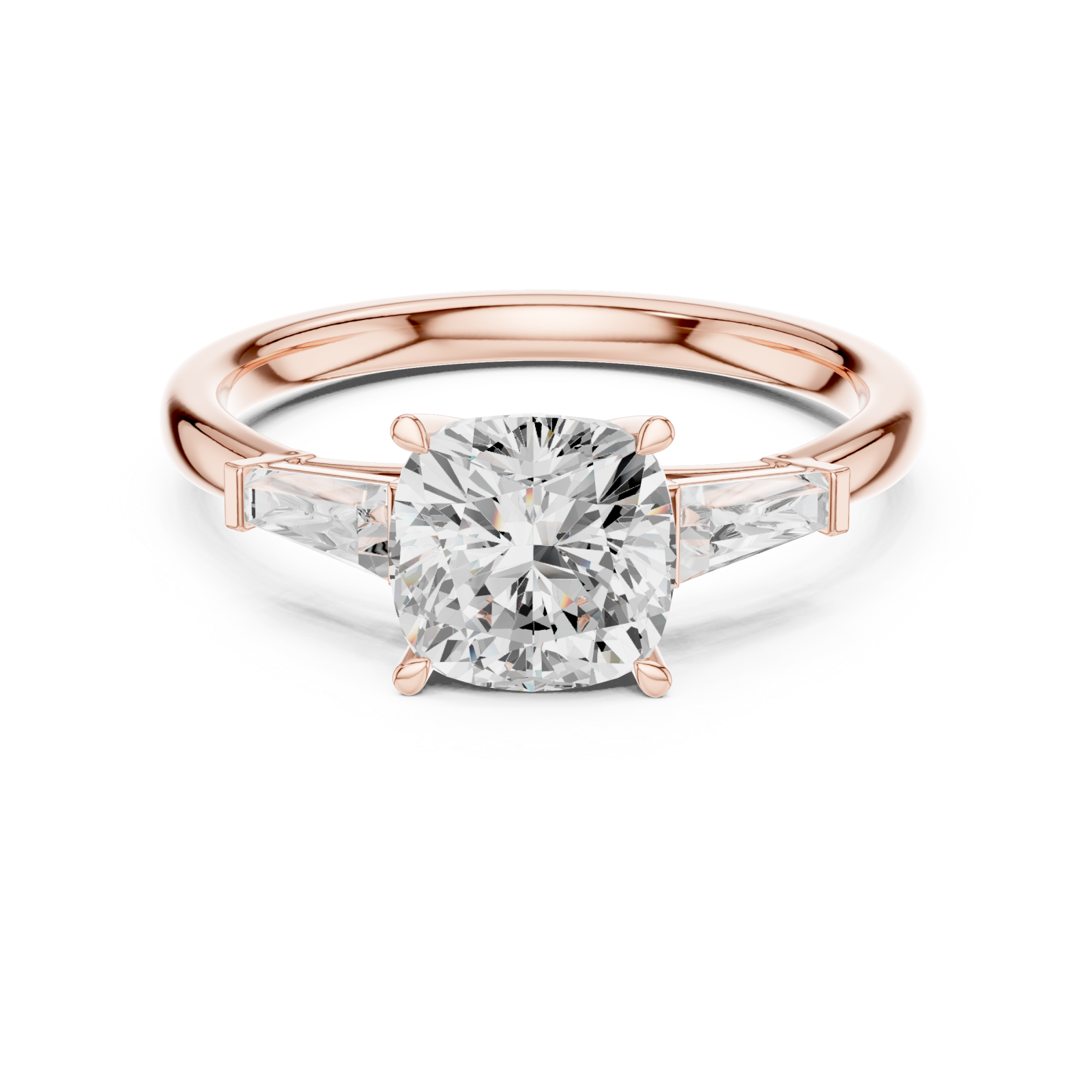  Rose Gold Timeless Trio Pavé Adorned Ring Front View