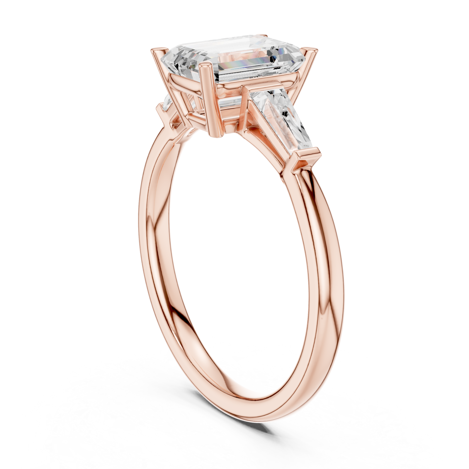  Rose Gold Radiance Halo Emerald Ring Left View