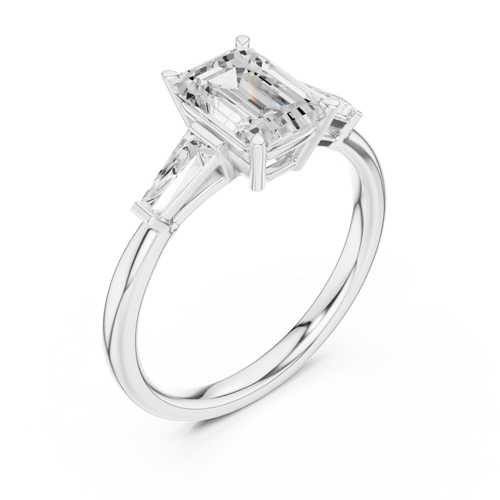  White Gold Radiance Halo Emerald Ring Right View