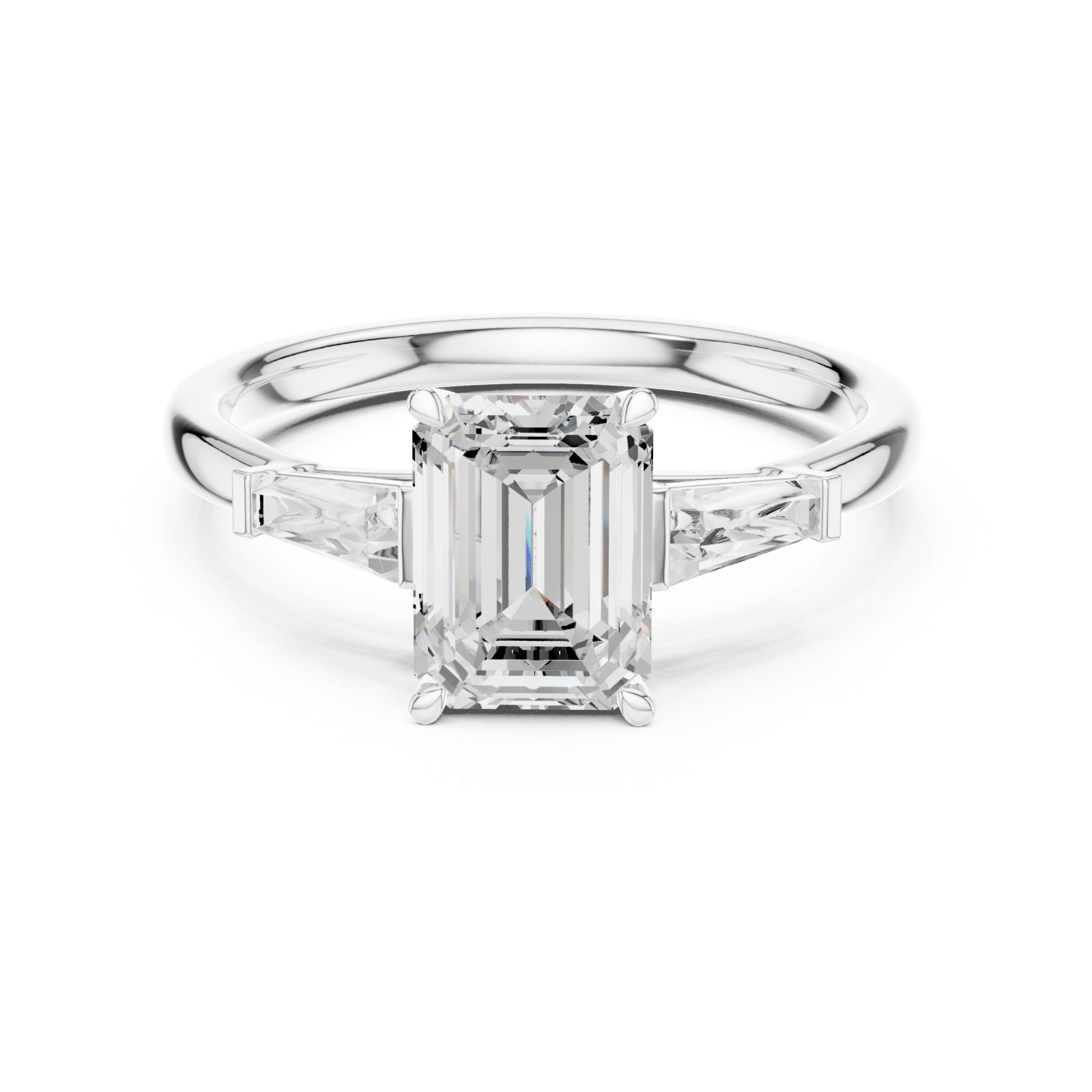  White Gold Radiance Halo Emerald Ring Front View