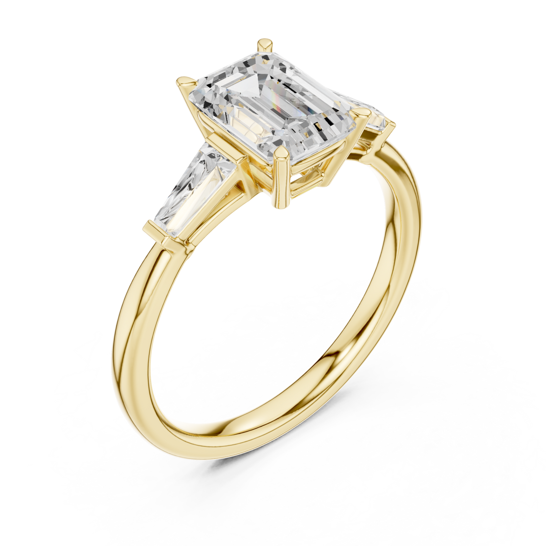 Gold Radiance Halo Emerald Ring Right View