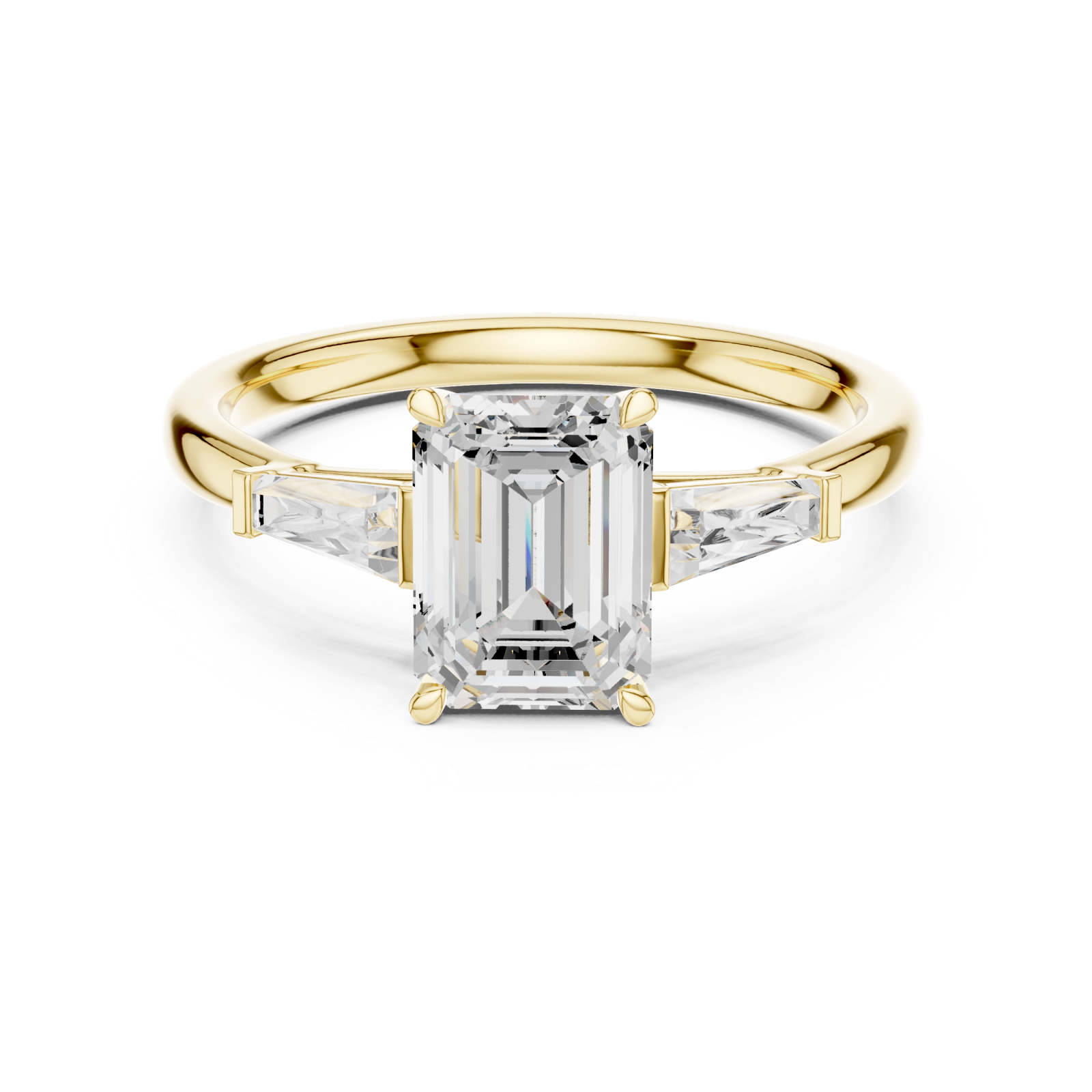  Gold Radiance Halo Emerald Ring Front View