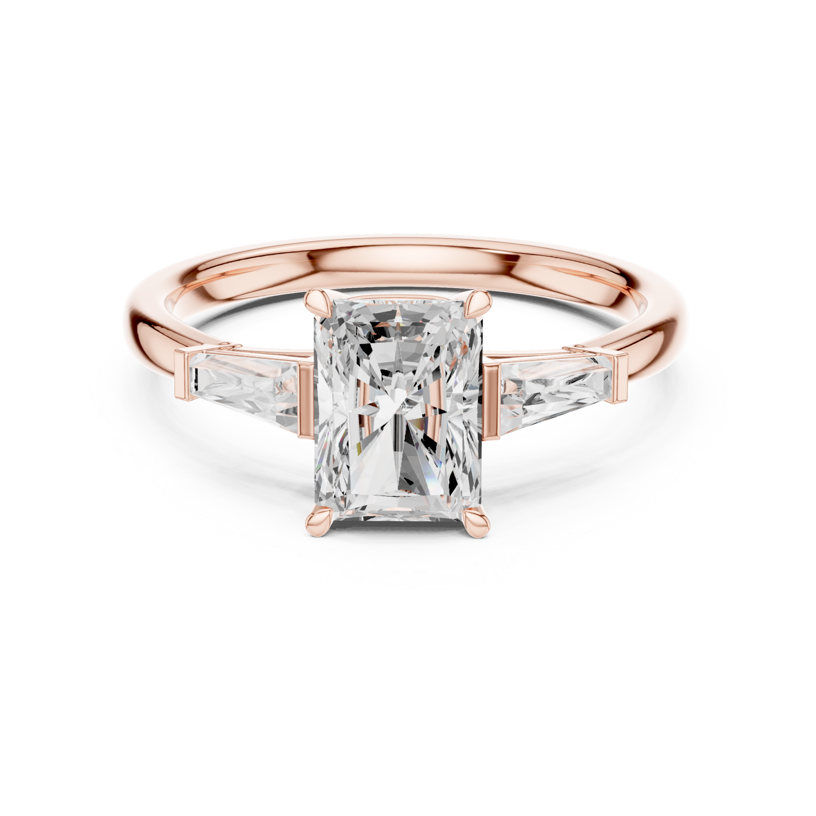  Rose Gold Brilliant Promise Engagement Ring Front View