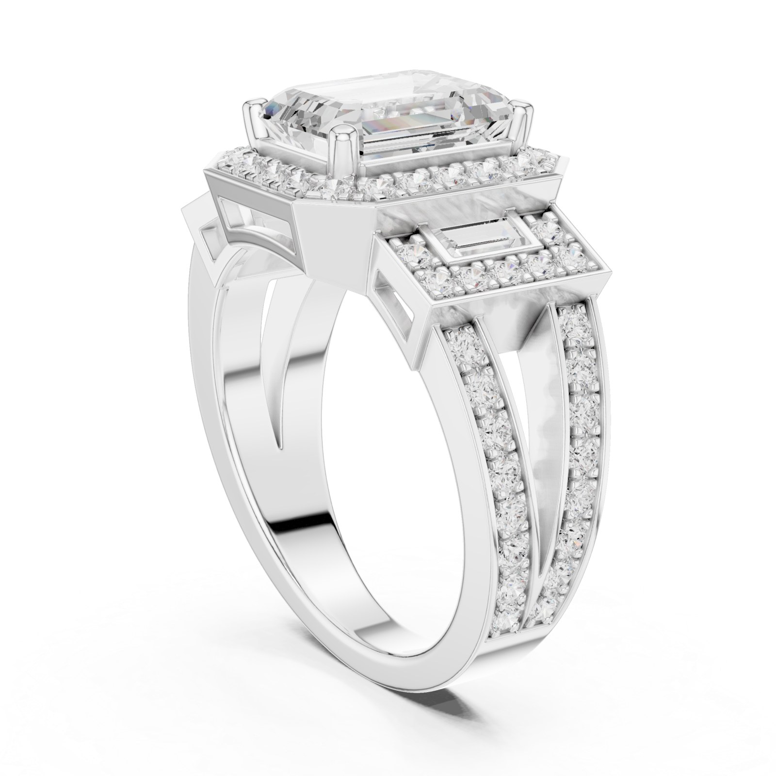  White Gold Opulent Steps Classic Band Ring Left View
