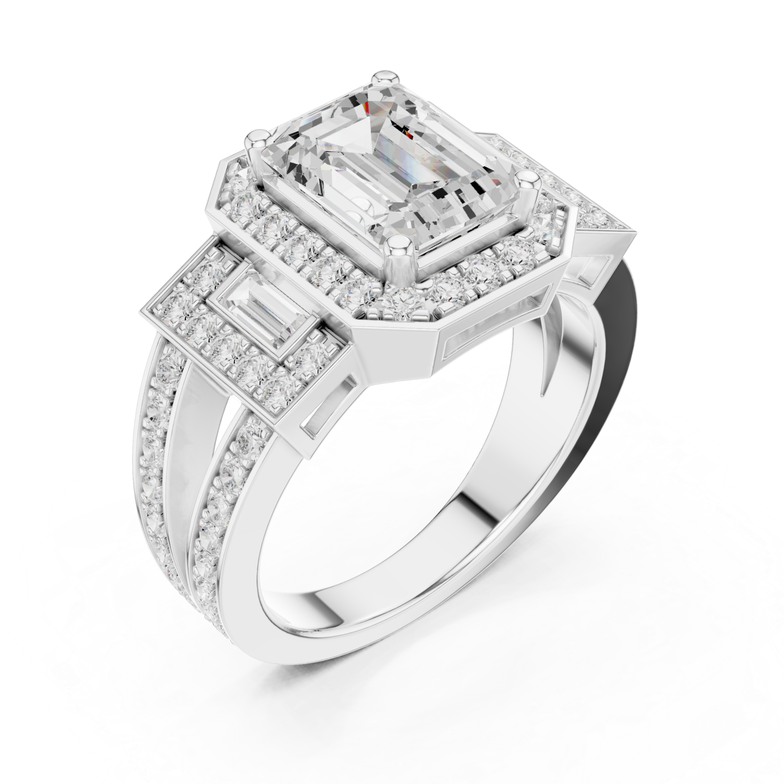  White Gold Opulent Steps Classic Band Ring Right View