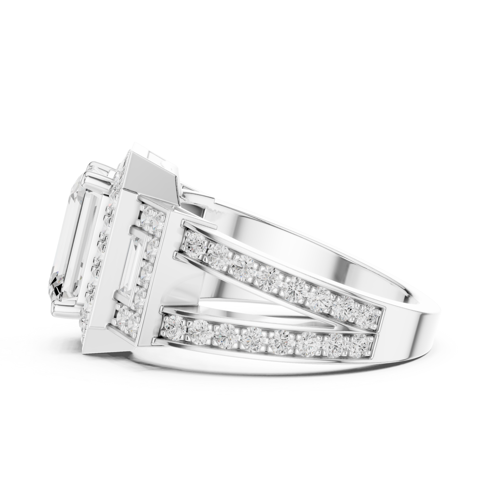  White Gold Opulent Steps Classic Band Ring Side View
