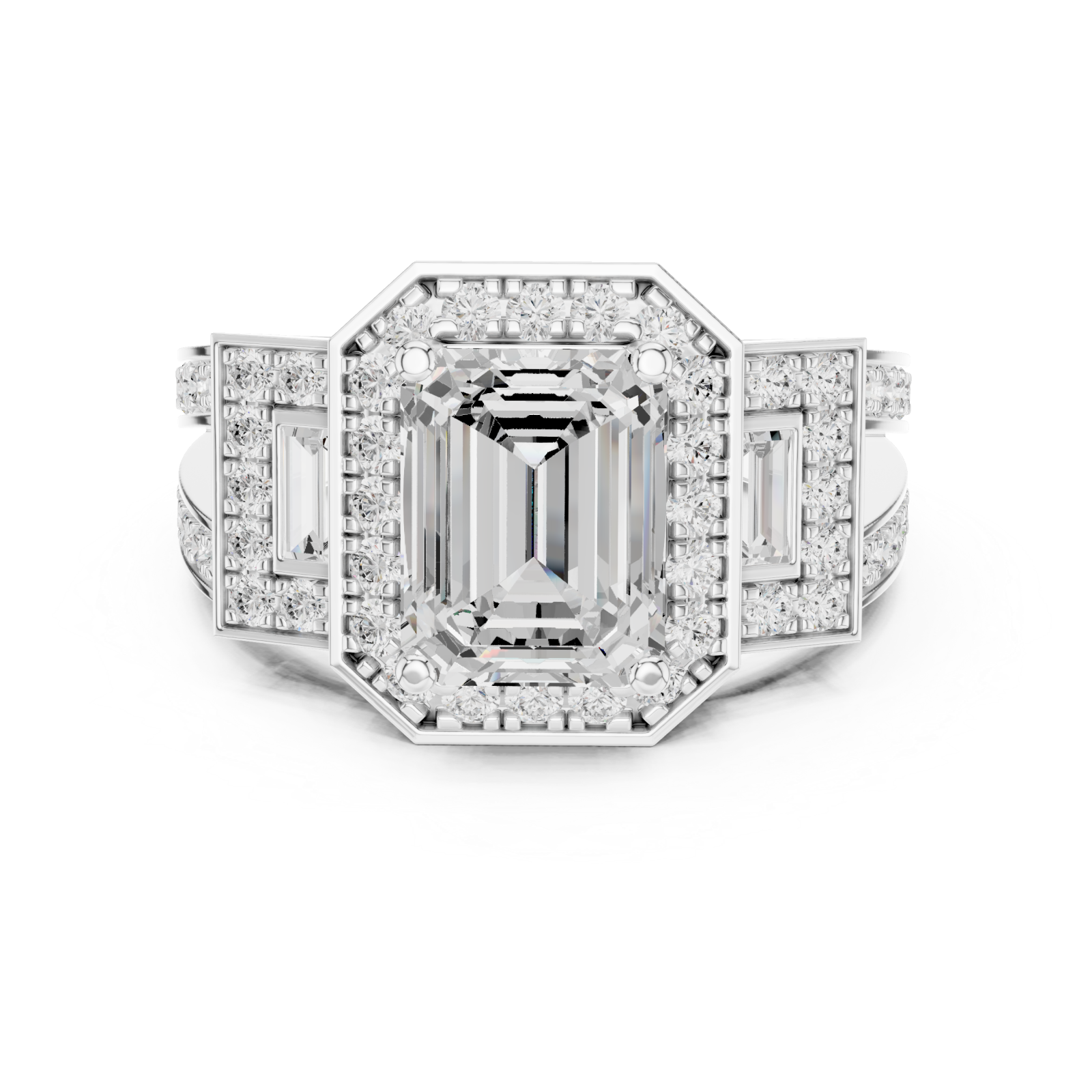  White Gold Opulent Steps Classic Band Ring Front View
