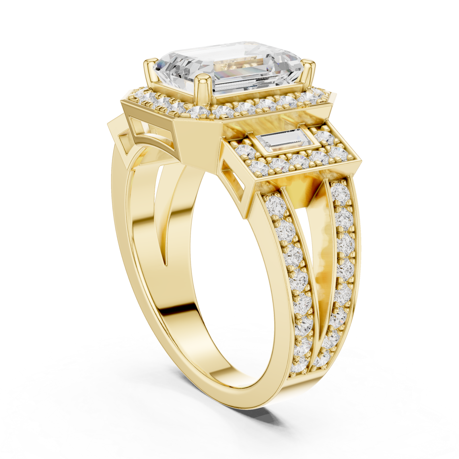  Gold Opulent Steps Classic Band Ring Left View