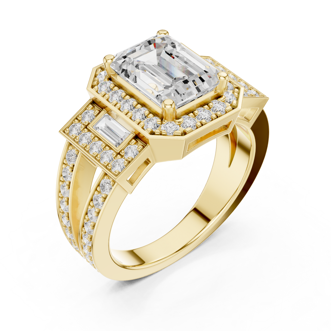 Gold Opulent Steps Classic Band Ring Right View