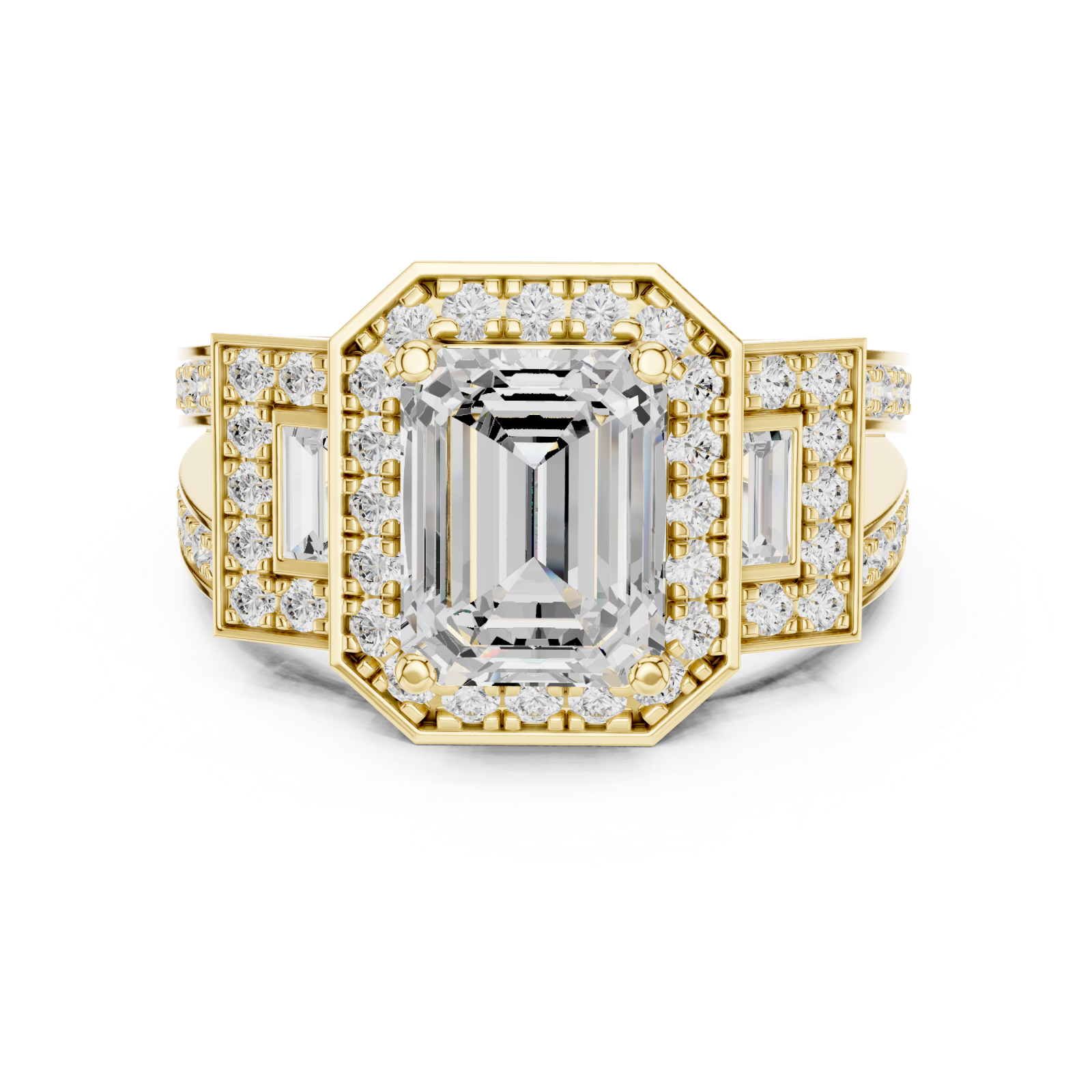 Gold Opulent Steps Classic Band Ring Front View