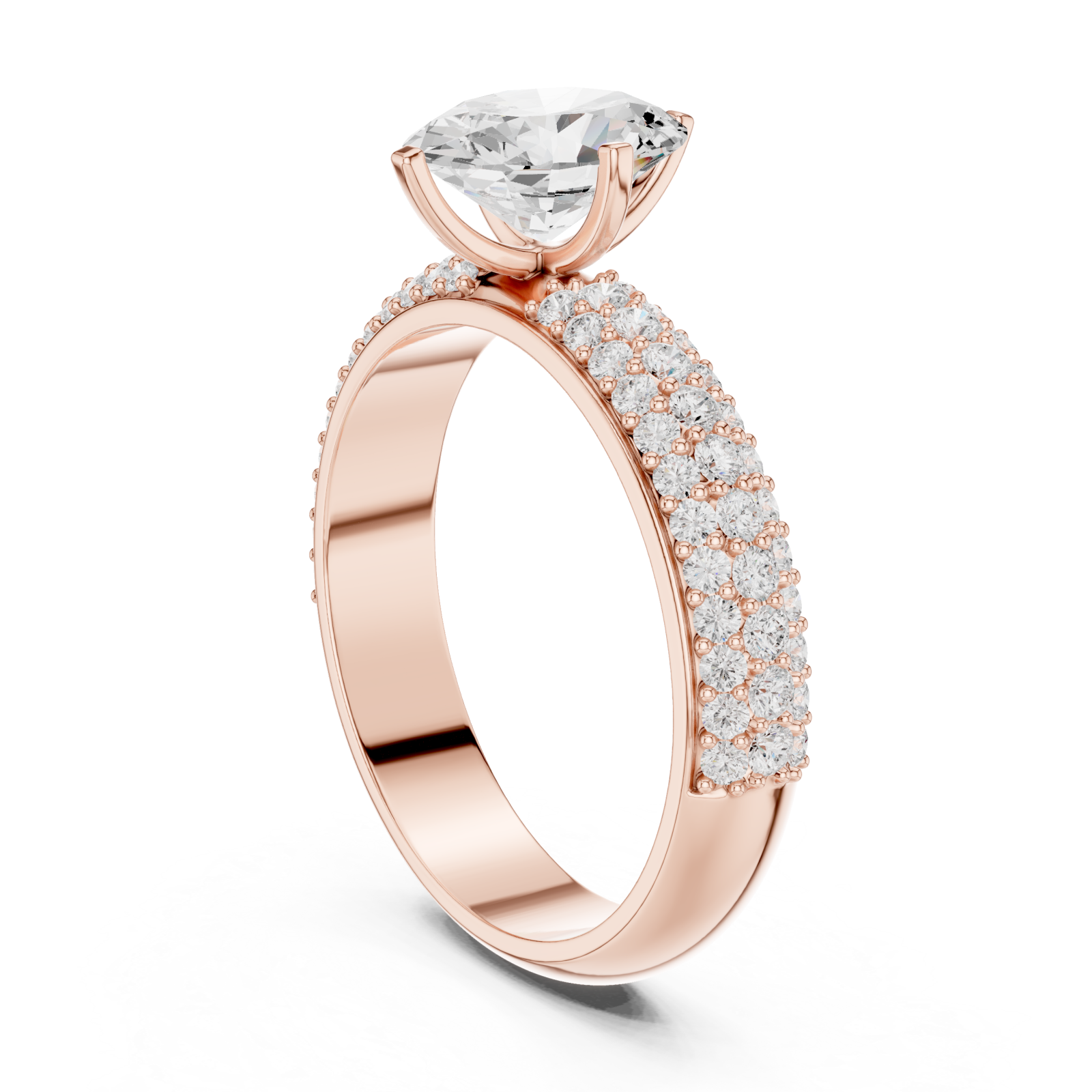  Rose Gold Starlit Promise Halo Solitaire Engagement Ring Left View