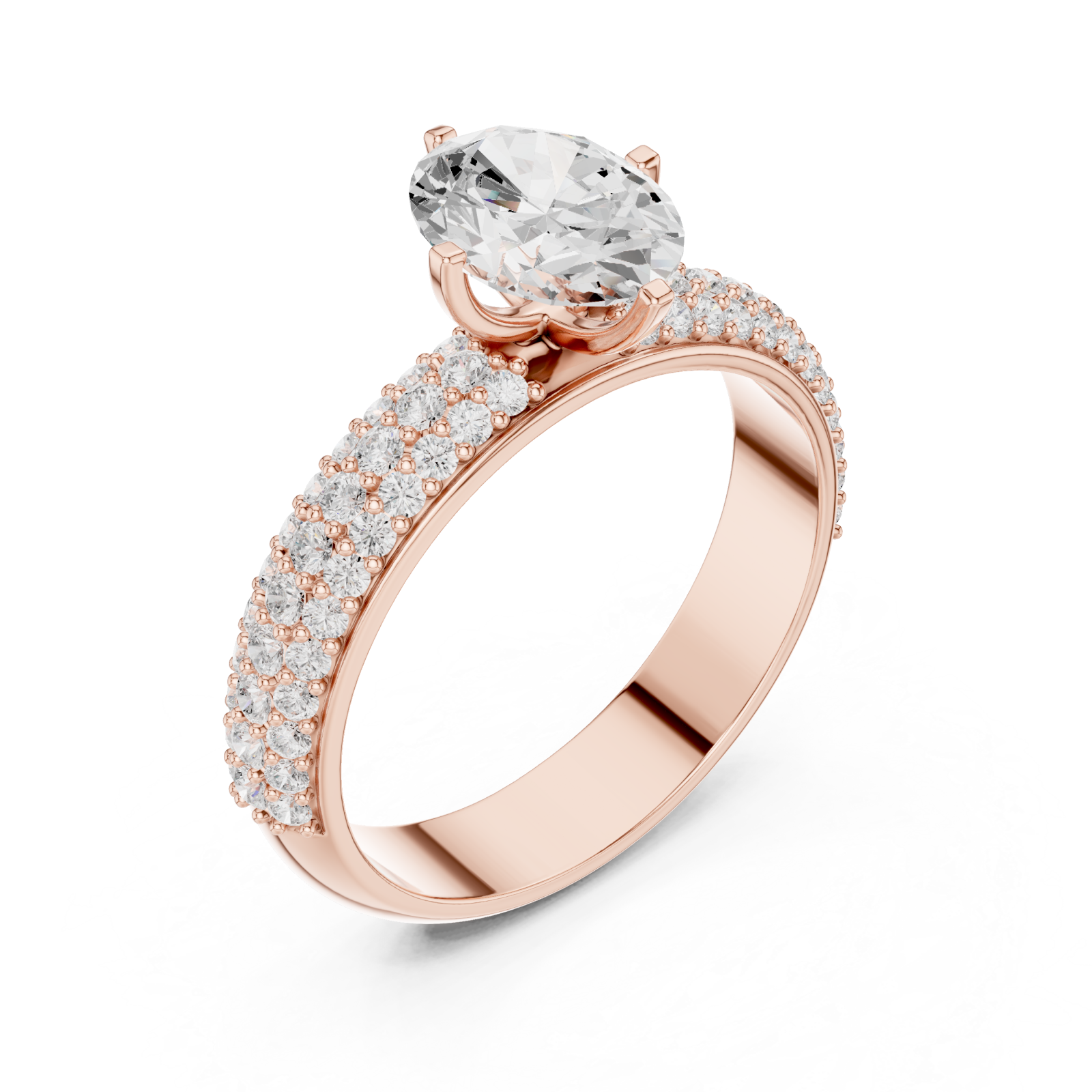  Rose Gold Starlit Promise Halo Solitaire Engagement Ring Right View