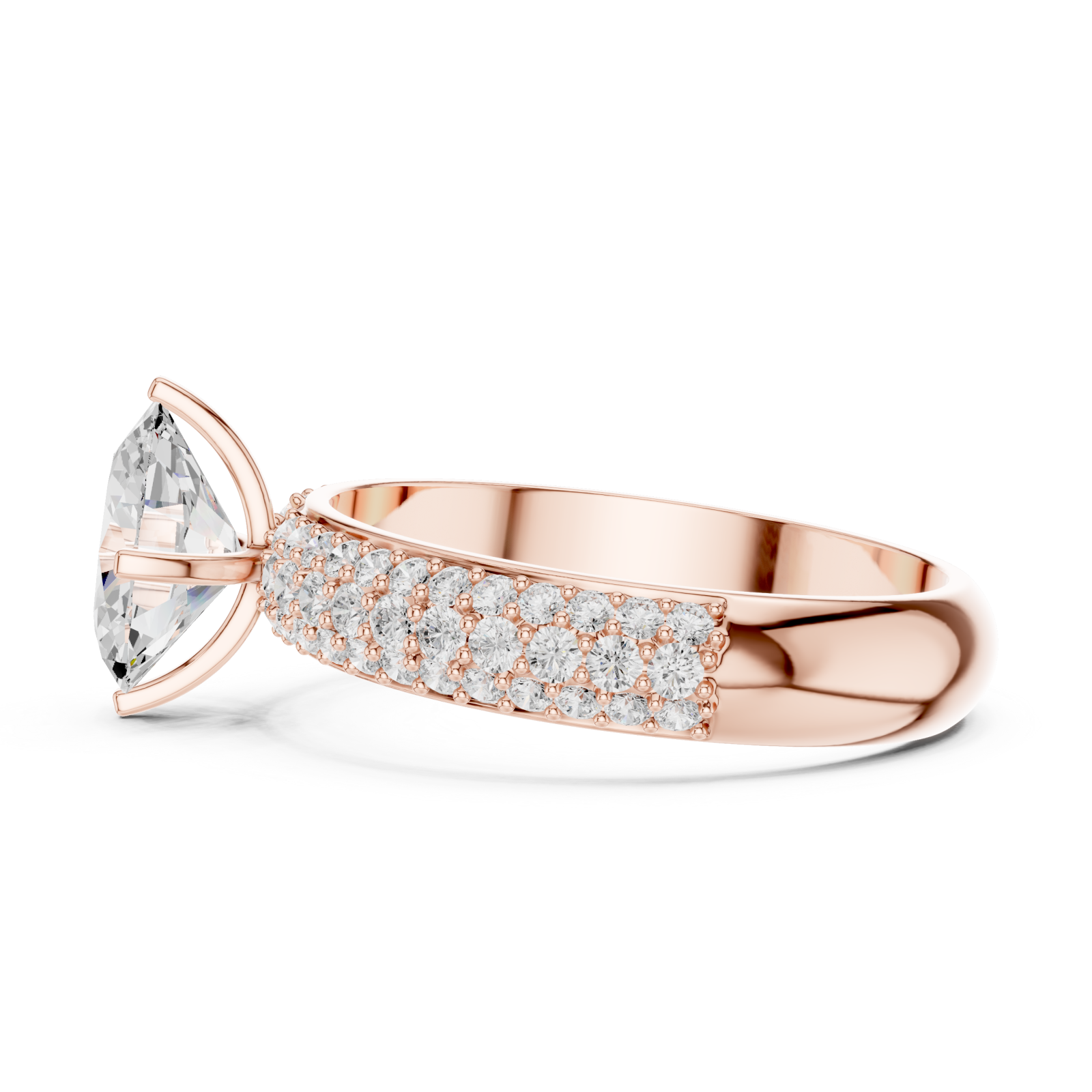  Rose Gold Starlit Promise Halo Solitaire Engagement Ring Side View