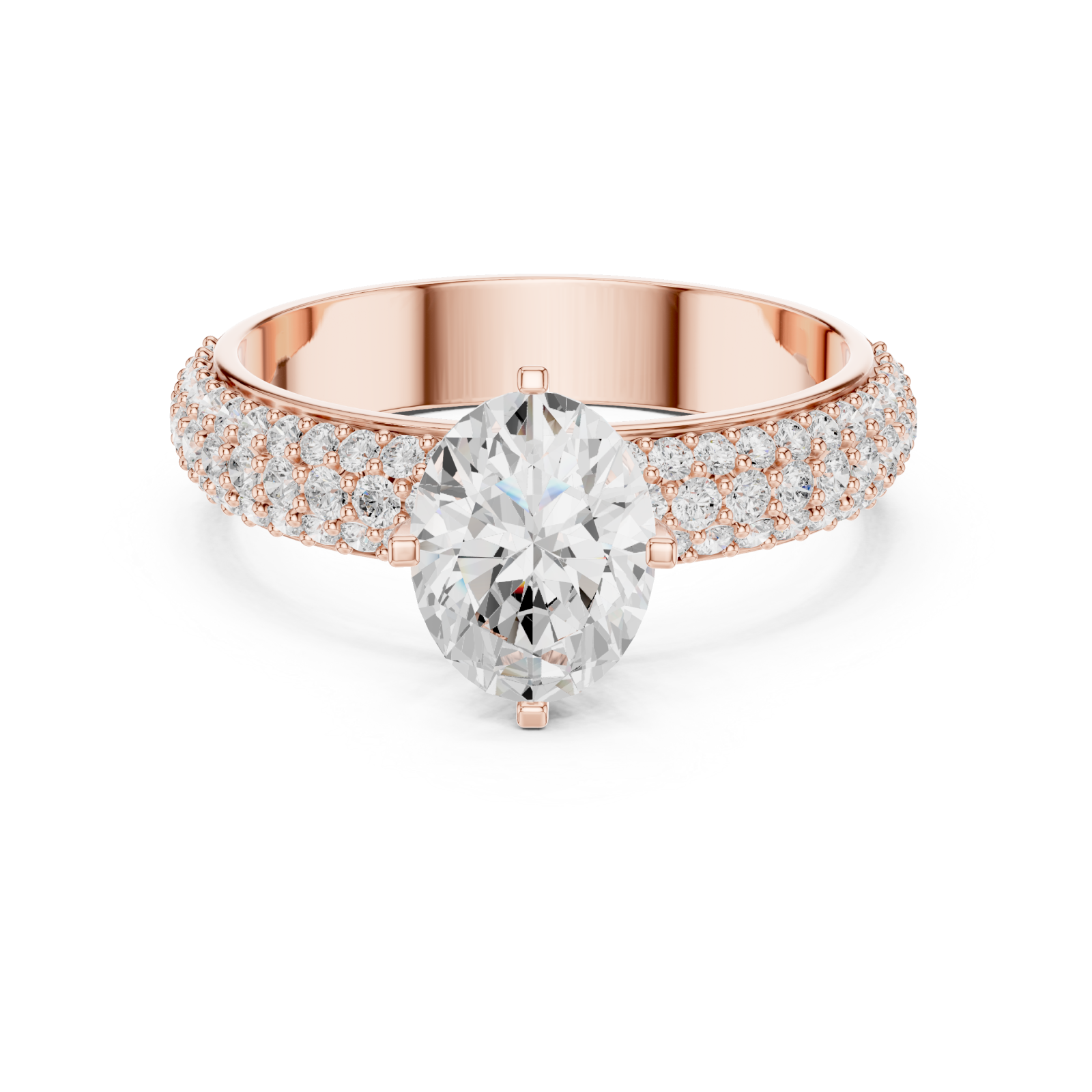  Rose Gold Starlit Promise Halo Solitaire Engagement Ring Front View