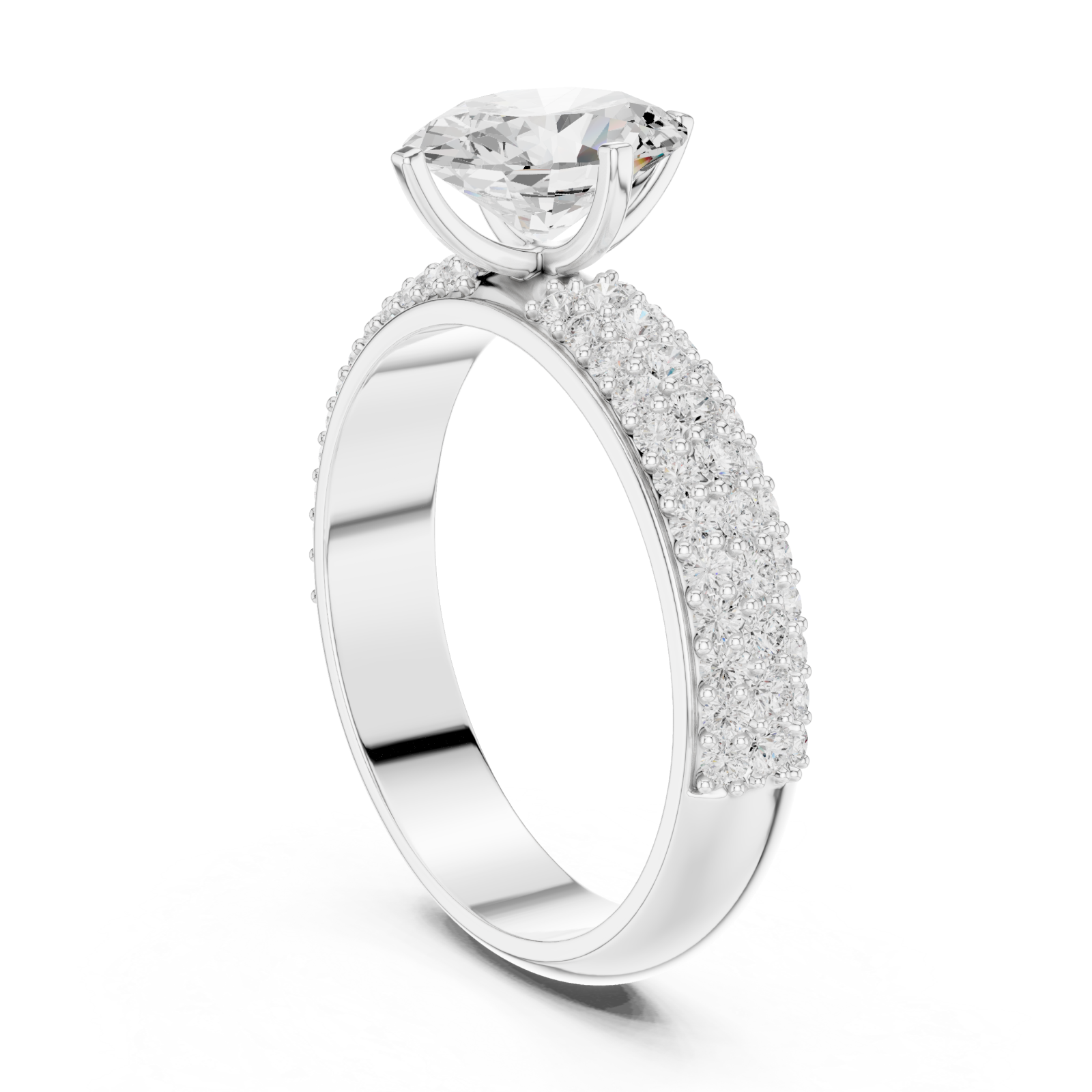  White Gold Starlit Promise Halo Solitaire Engagement Ring Left View