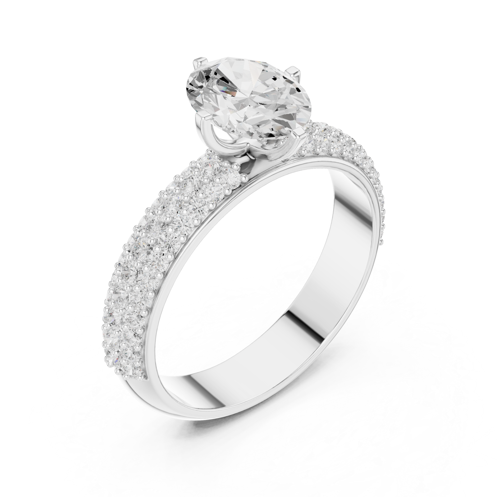  White Gold Starlit Promise Halo Solitaire Engagement Ring Right View