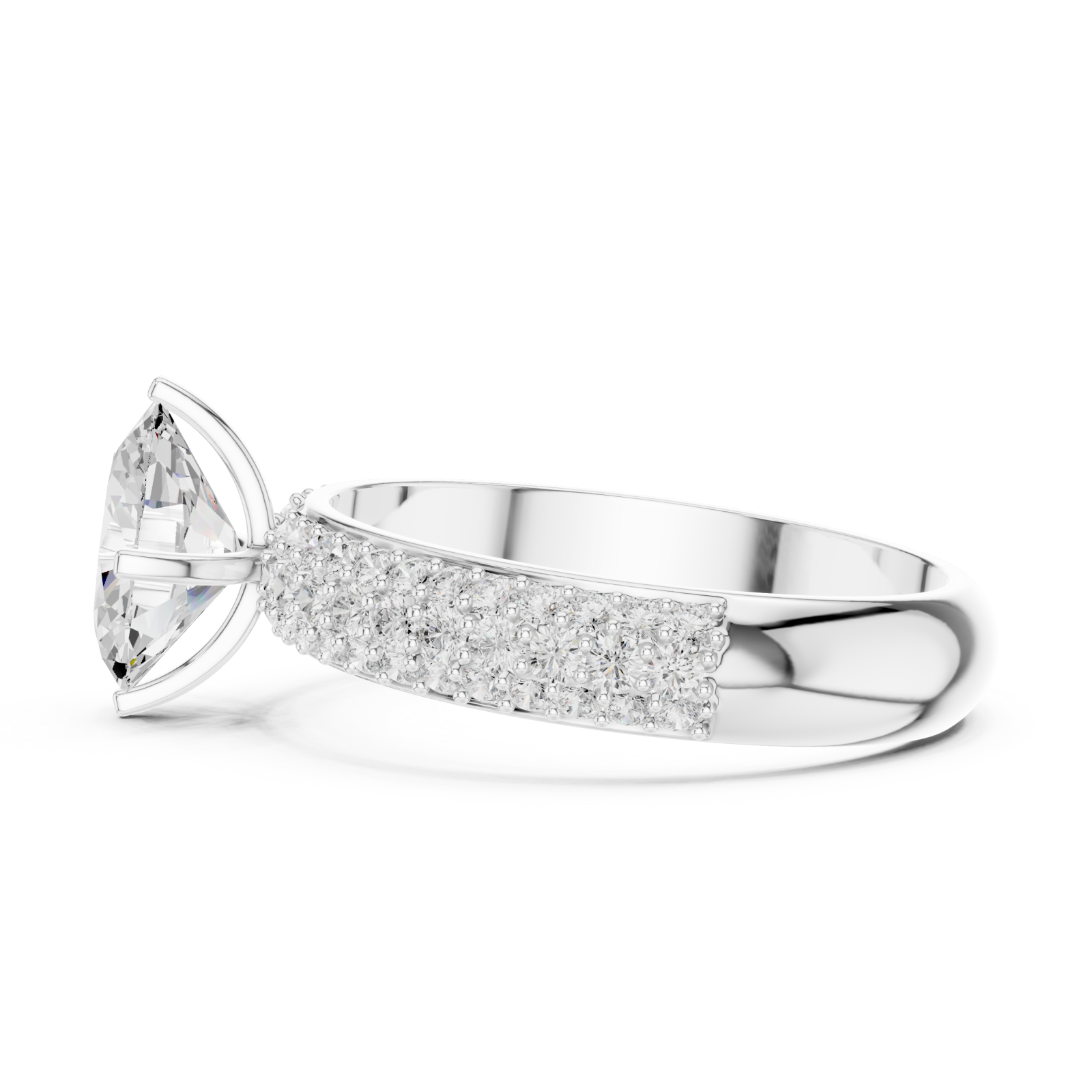  White Gold Starlit Promise Halo Solitaire Engagement Ring Side View