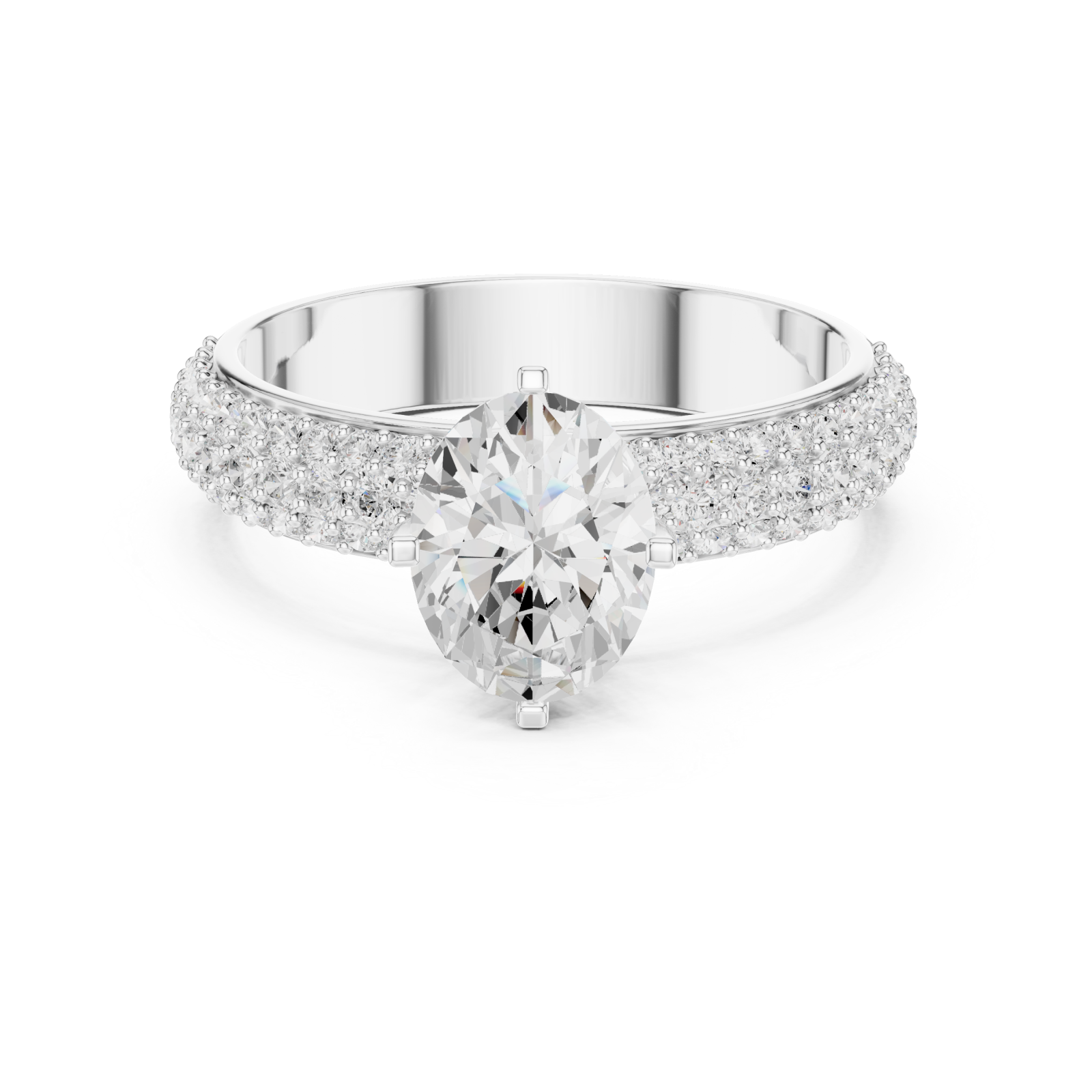  White Gold Starlit Promise Halo Solitaire Engagement Ring Front View