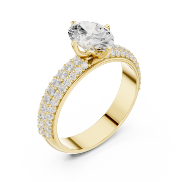 Gold Starlit Promise Halo Solitaire Engagement Ring Right View
