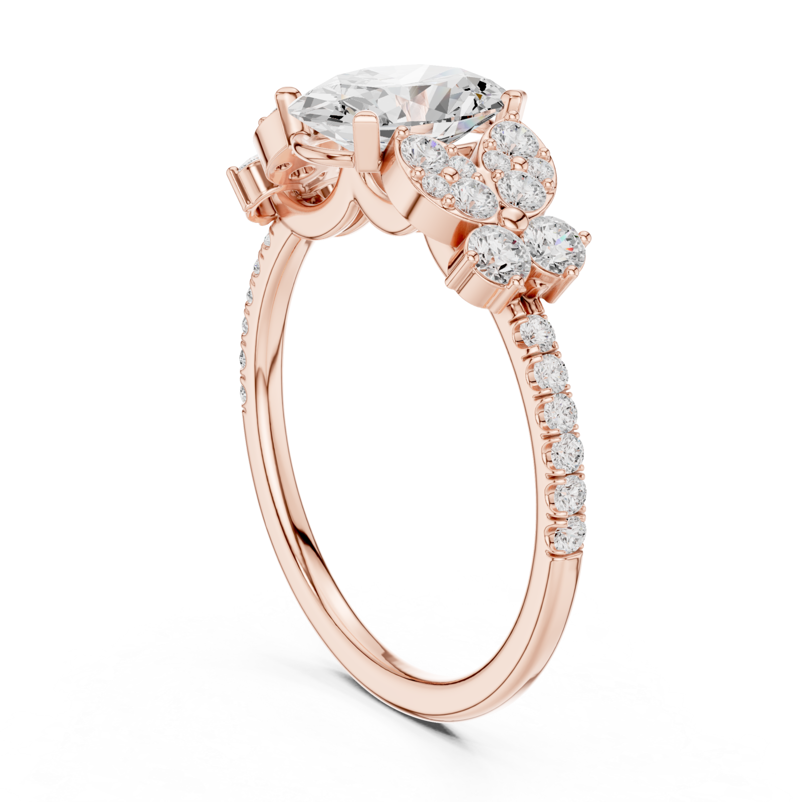  Rose Gold Celestial Marquise Floral Ring Left View