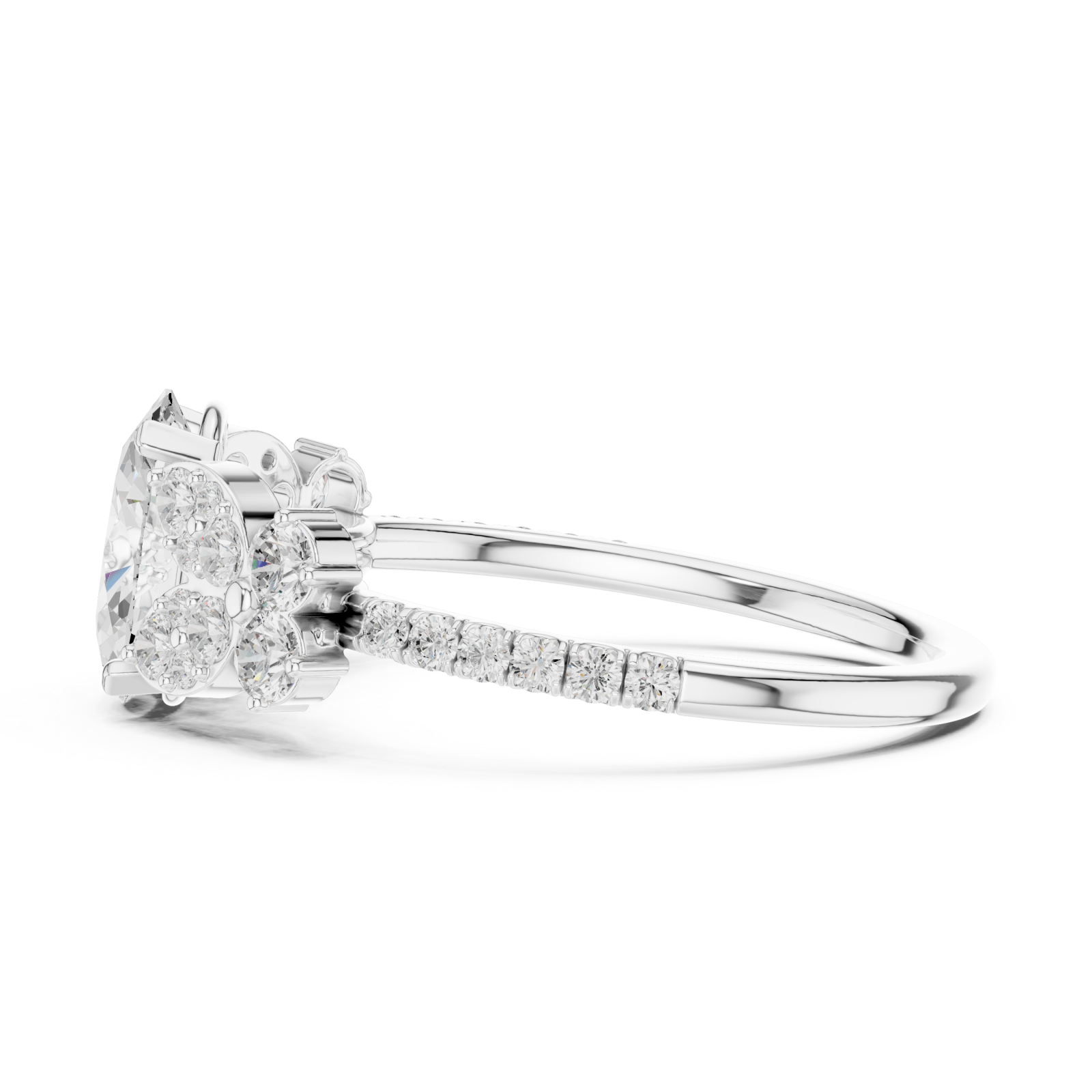  White Gold Celestial Marquise Floral Ring Side View