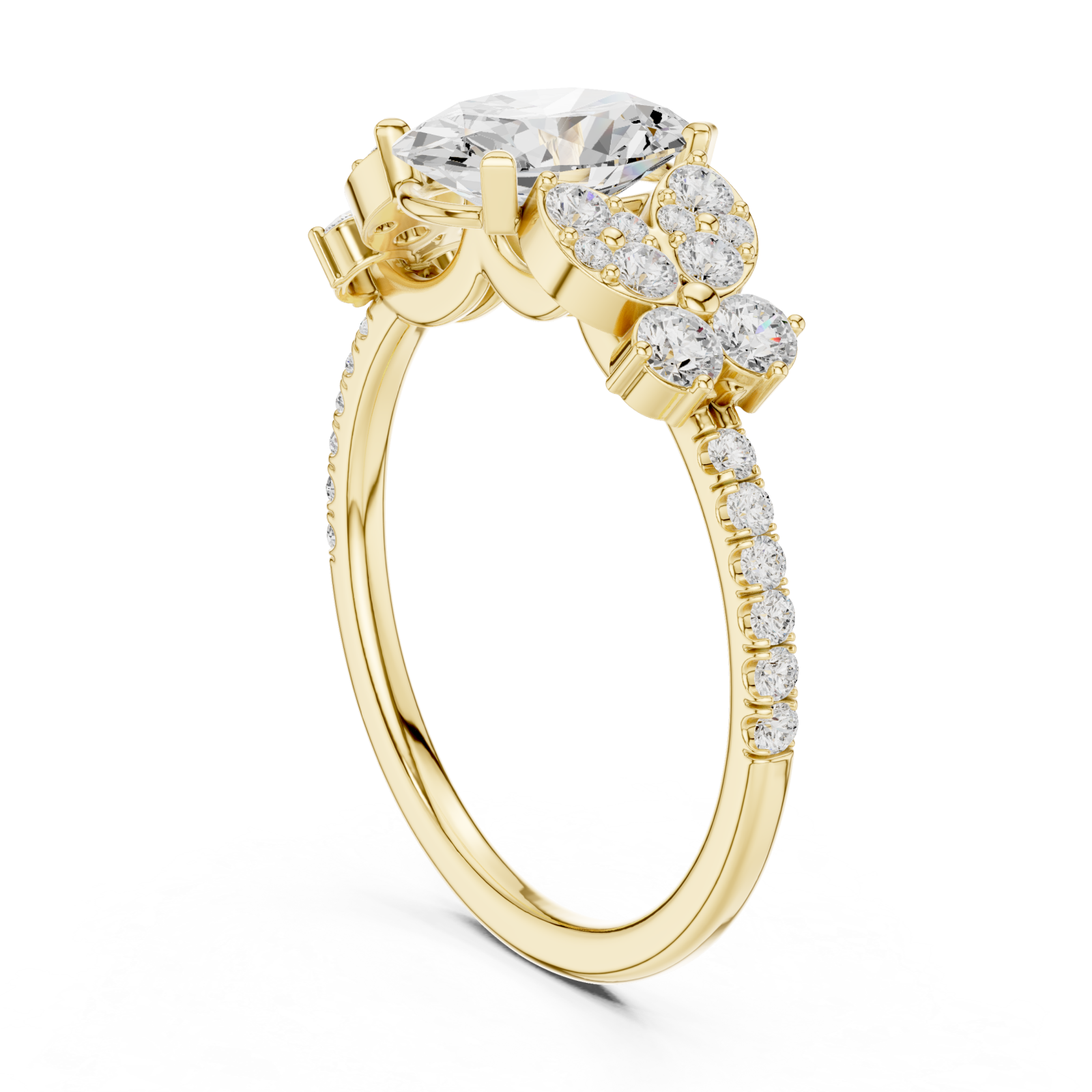  Gold Celestial Marquise Floral Ring Left View
