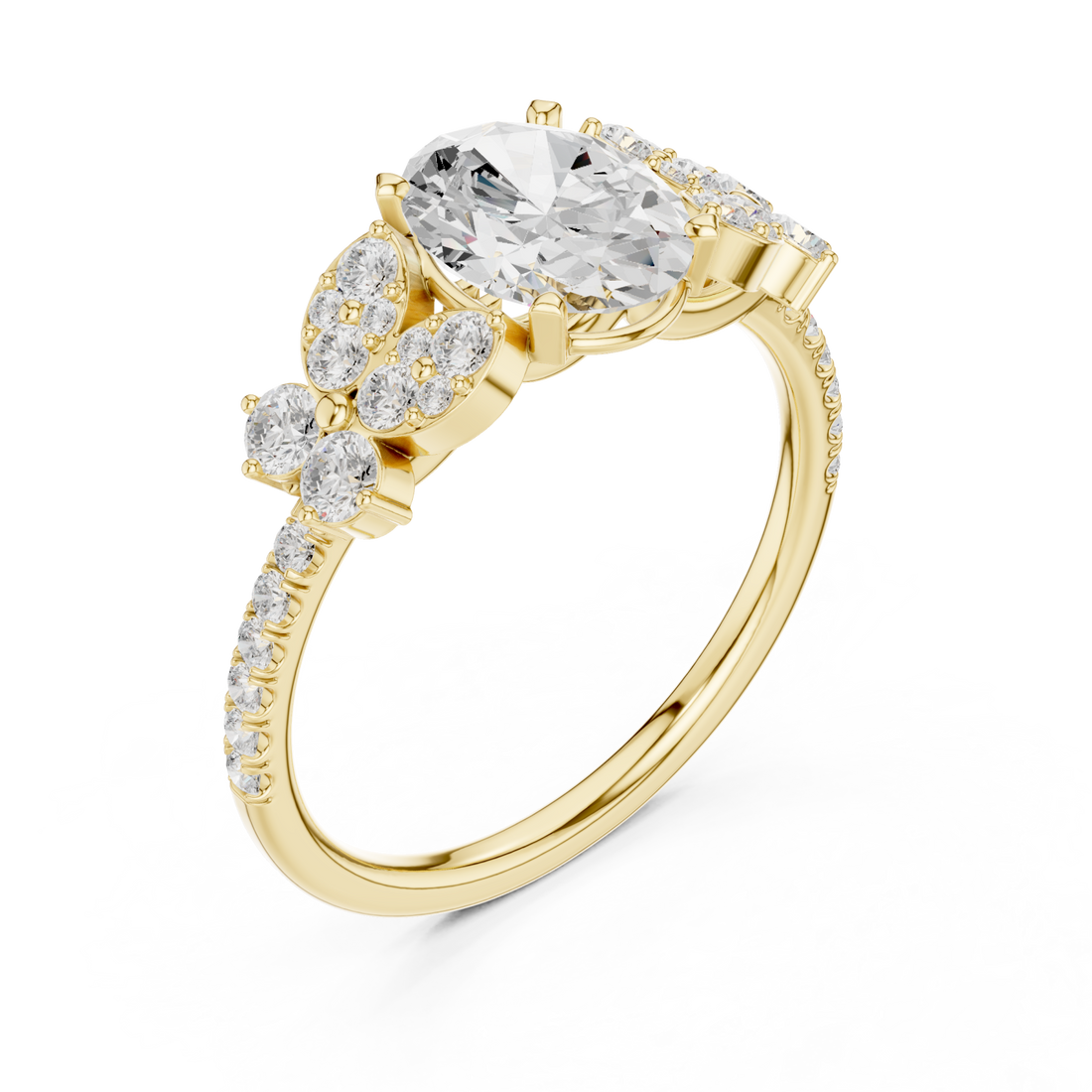 Gold Celestial Marquise Floral Ring Right View