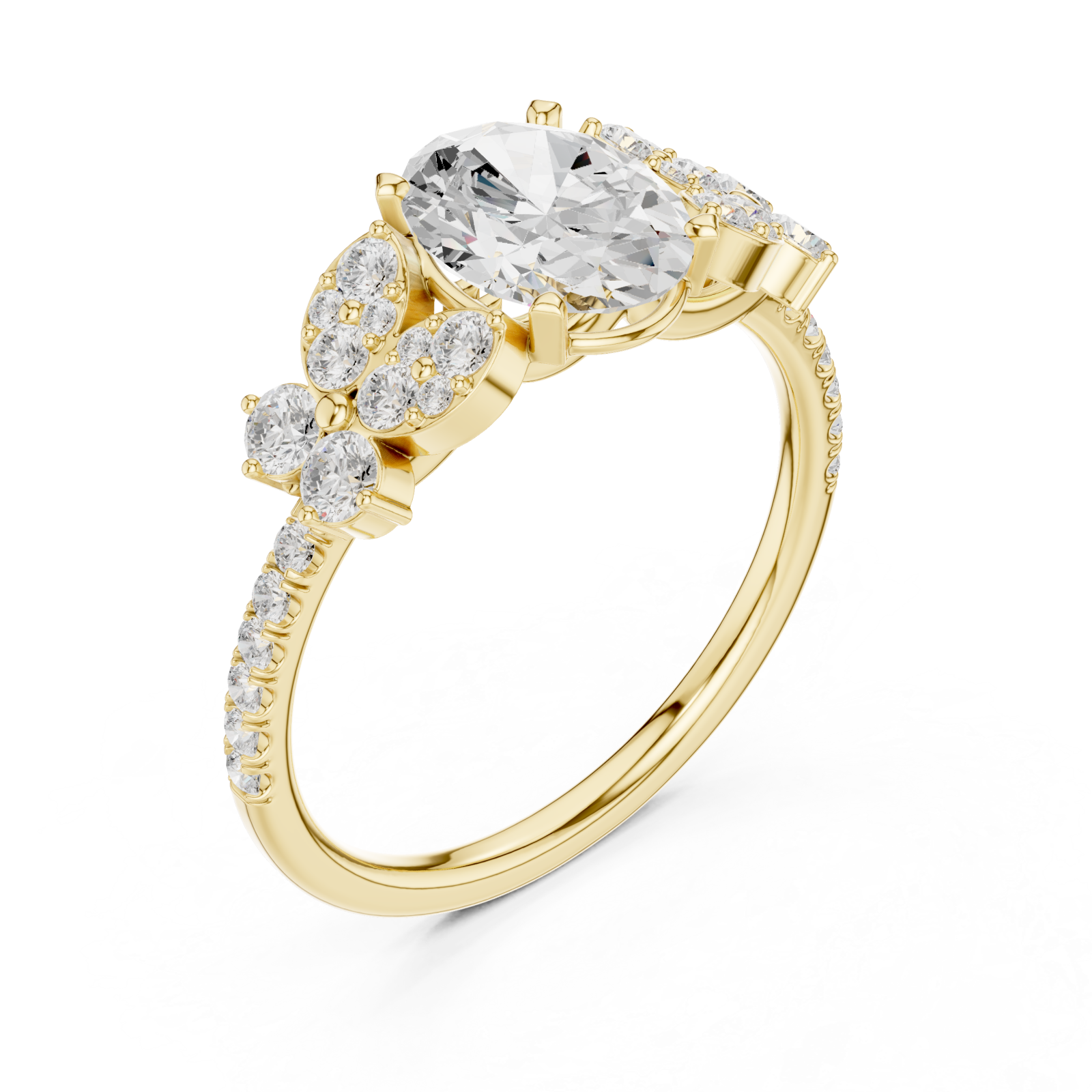 Gold Celestial Marquise Floral Ring Right View