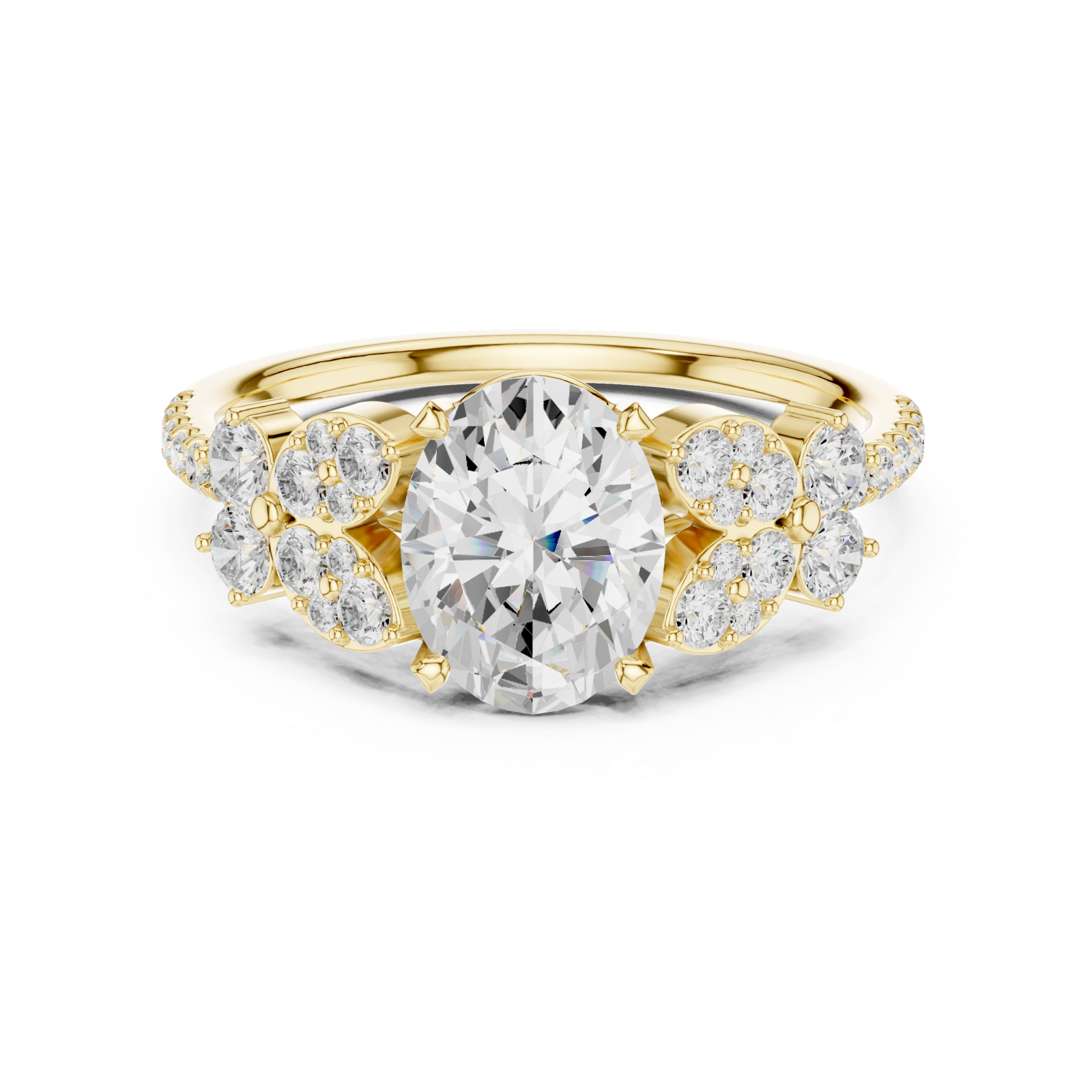  Gold Celestial Marquise Floral Ring Front View