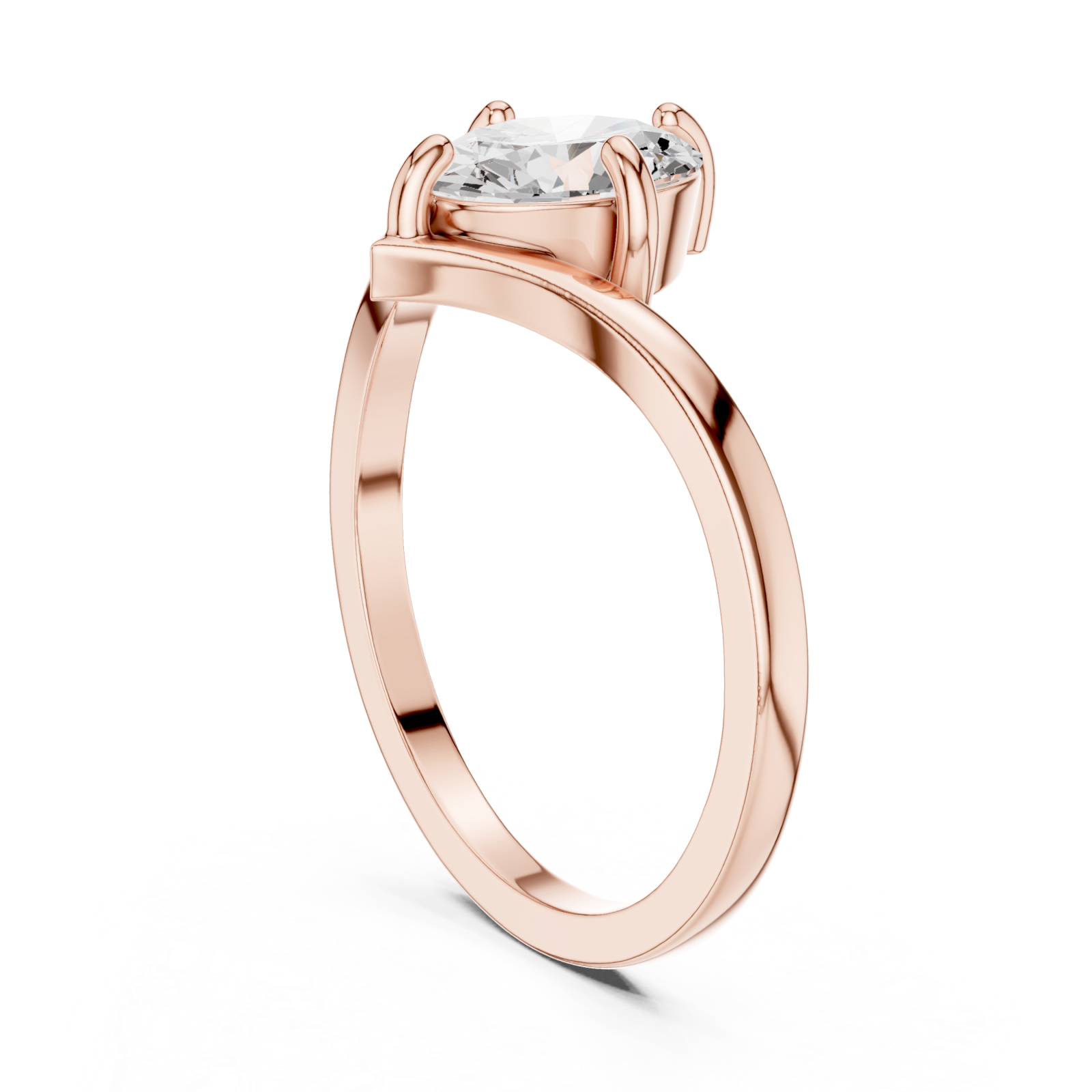  Rose Gold Vivid Embrace Solitaire Ring Left View