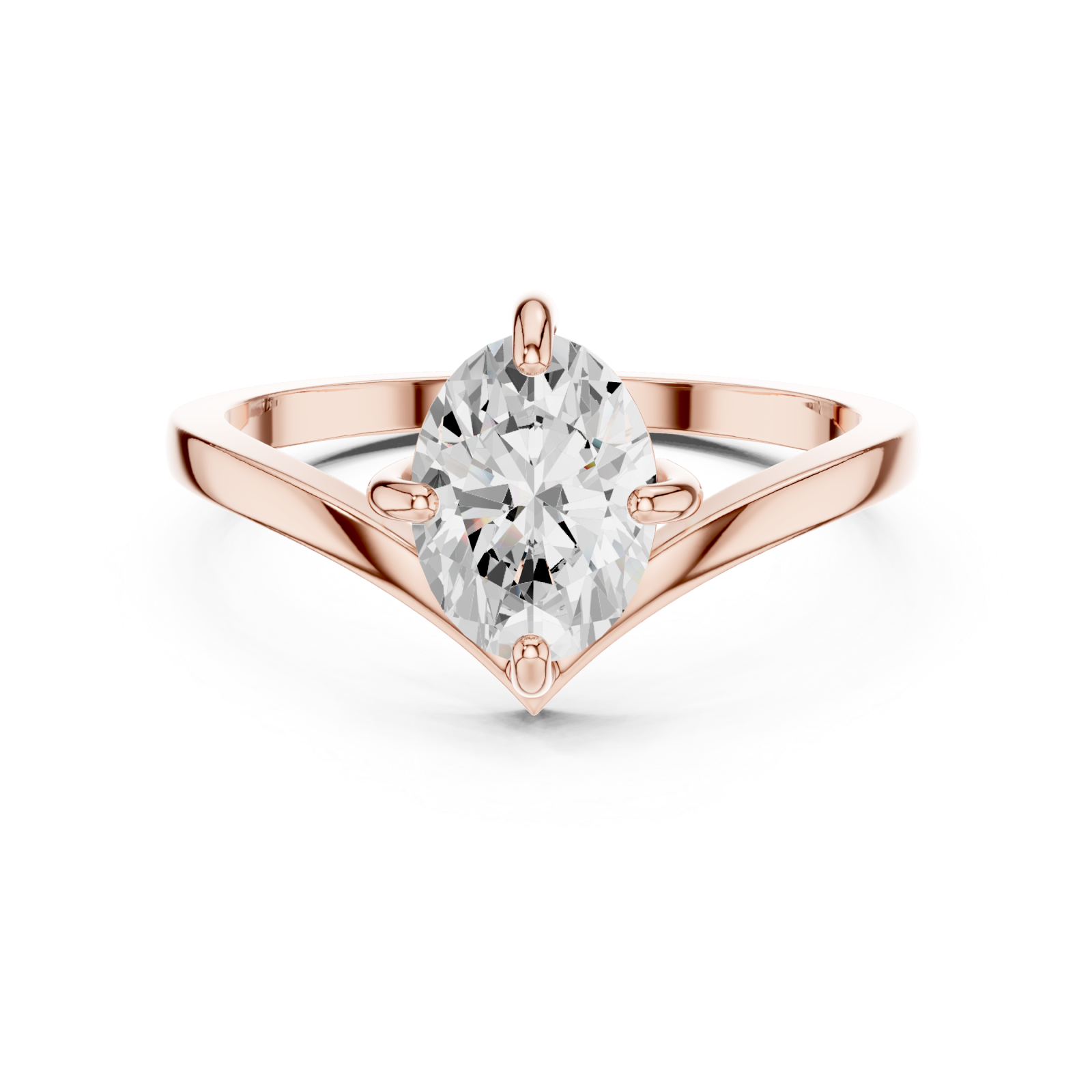  Rose Gold Vivid Embrace Solitaire Ring Front View