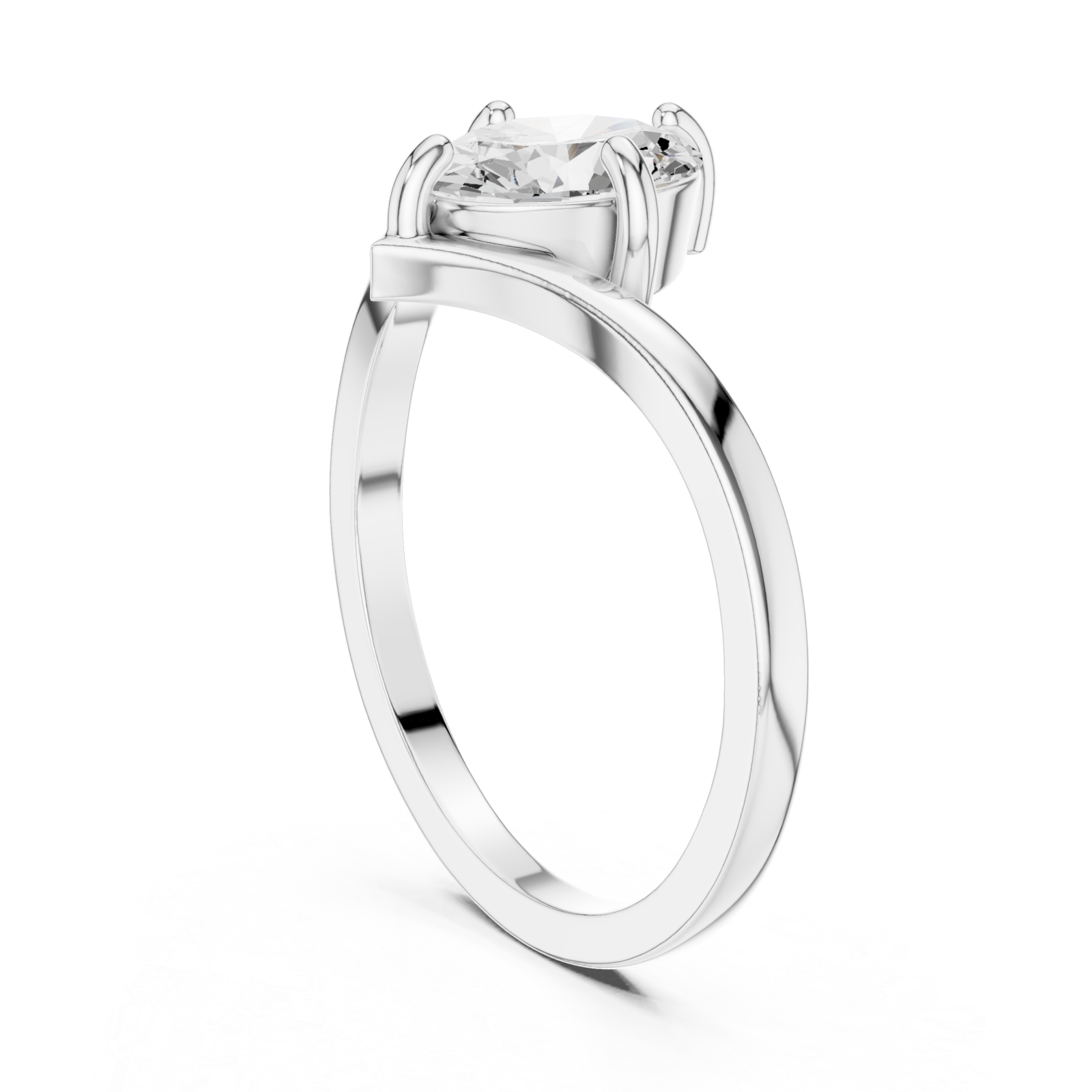  White Gold Vivid Embrace Solitaire Ring Left View