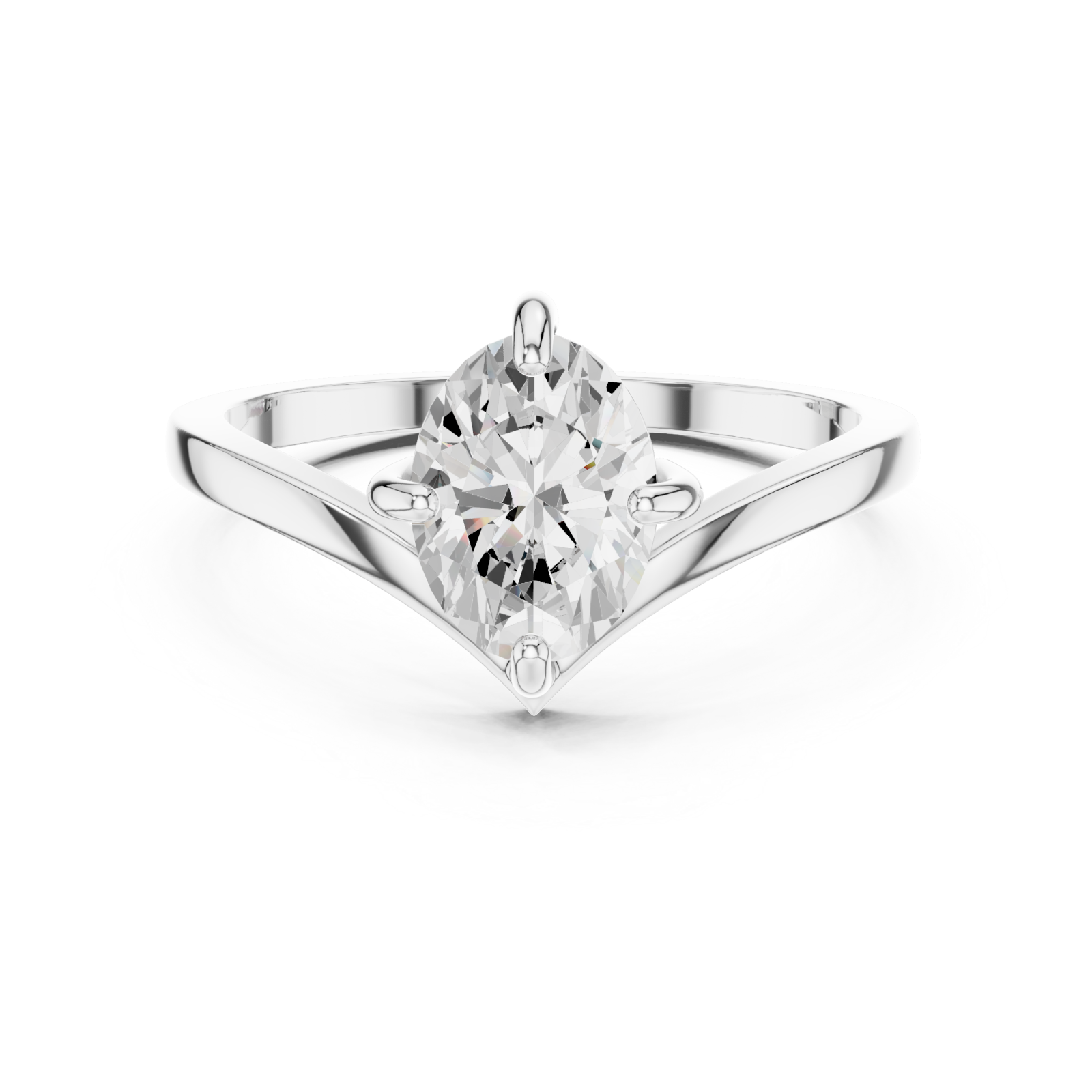  White Gold Vivid Embrace Solitaire Ring Front View