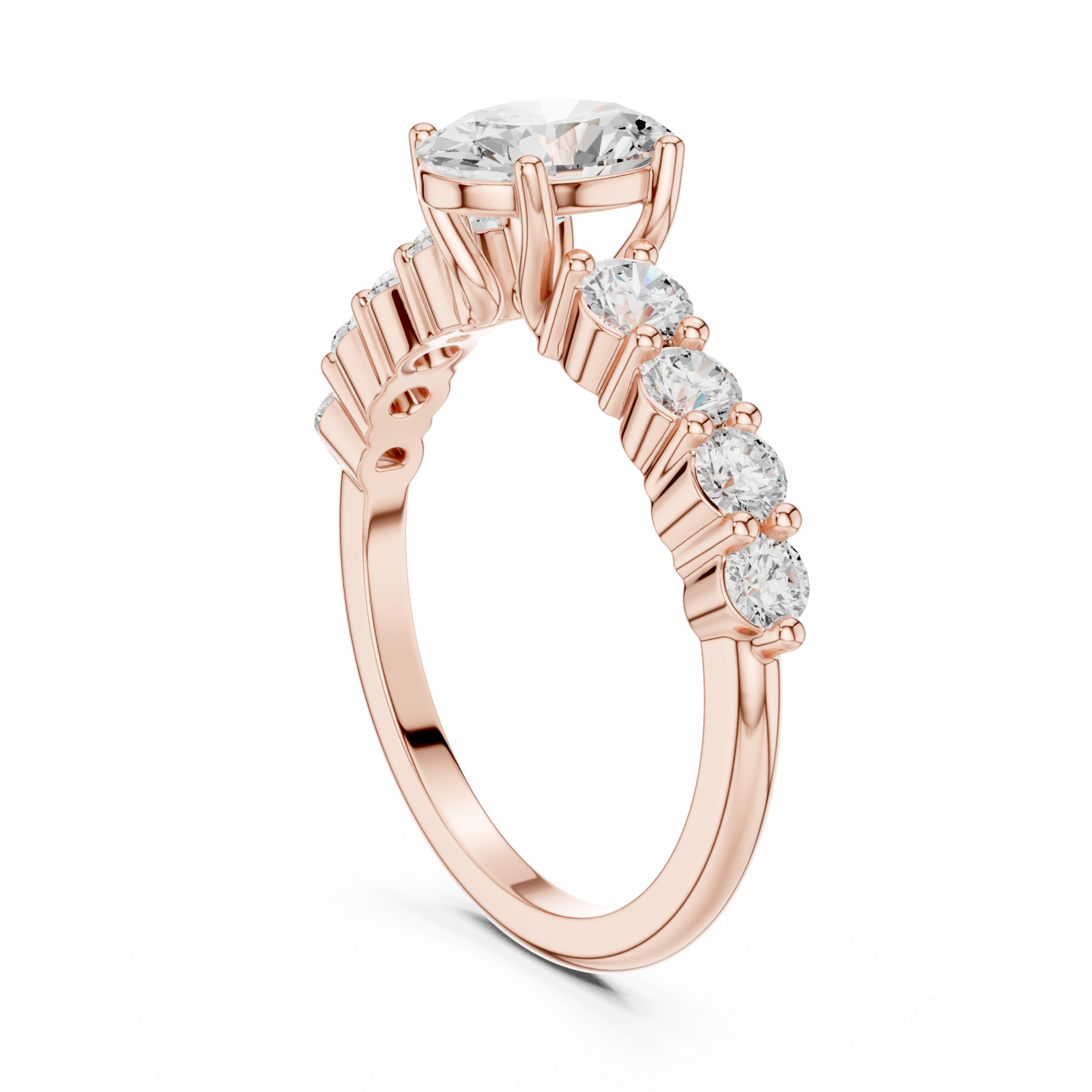  Rose Gold Crescent Radiance Signature Ring Left View