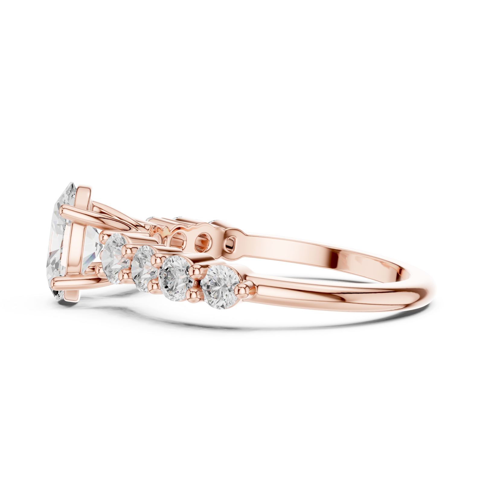  Rose Gold Crescent Radiance Signature Ring Side View
