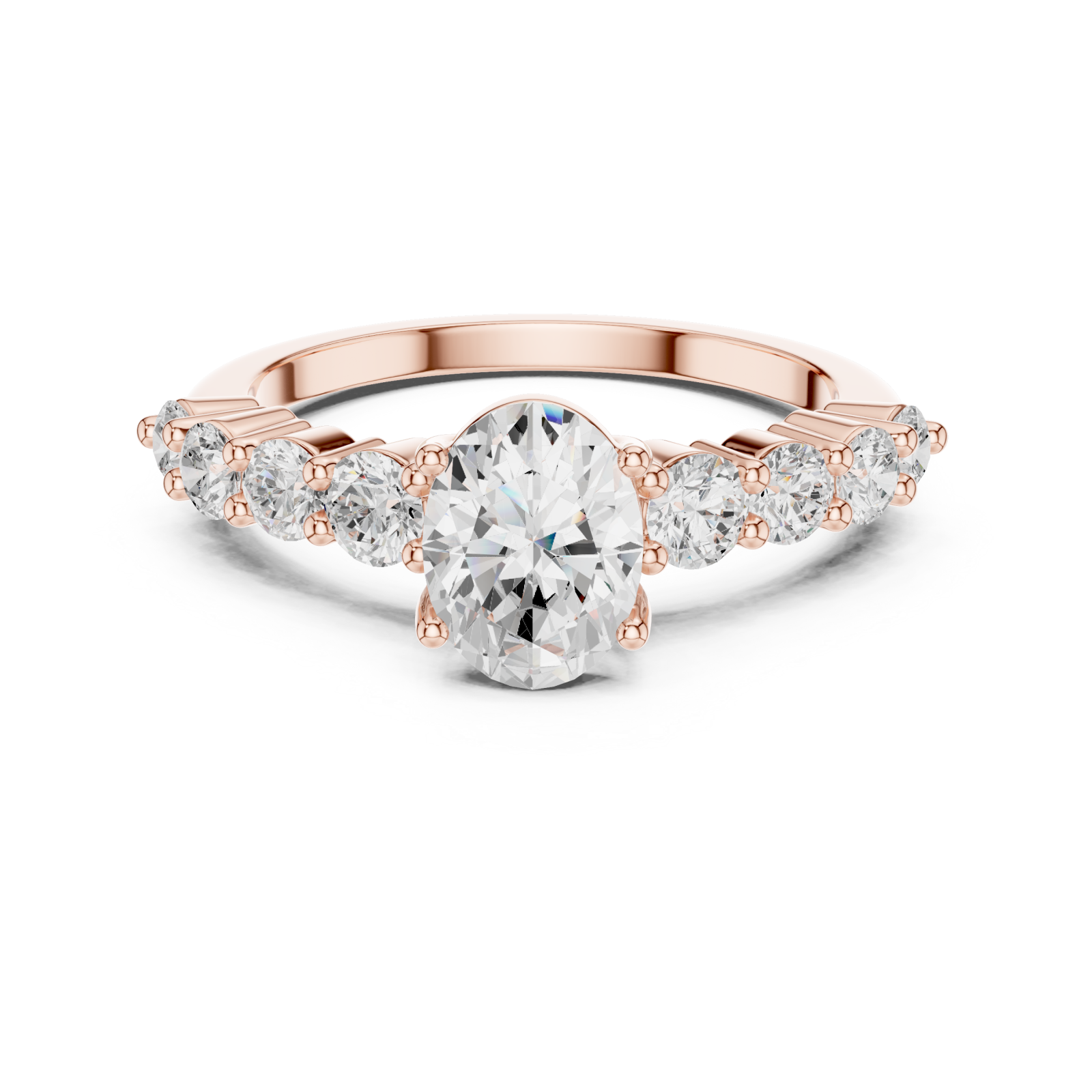  Rose Gold Crescent Radiance Signature Ring Front View