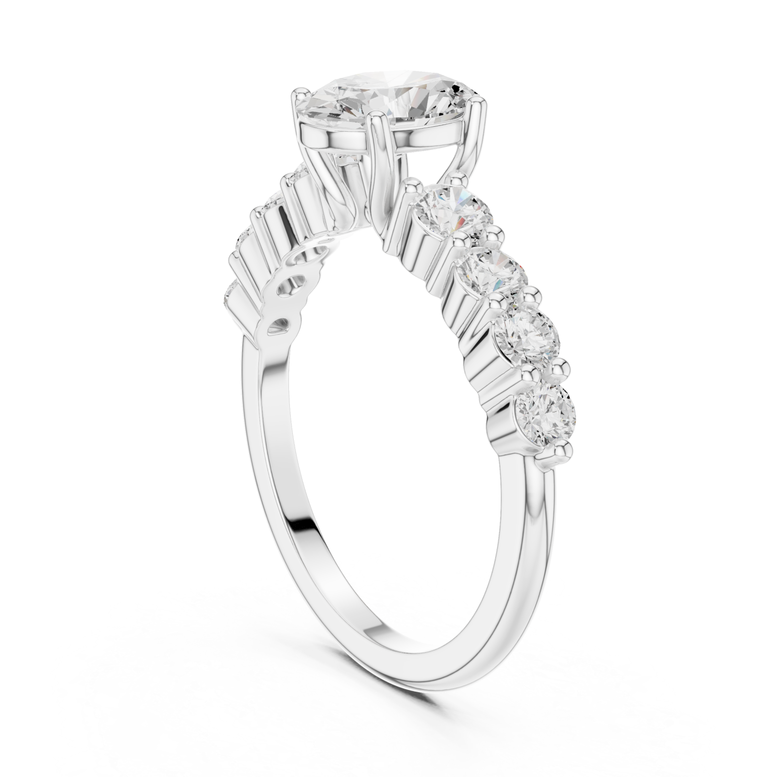  White Gold Crescent Radiance Signature Ring Left View