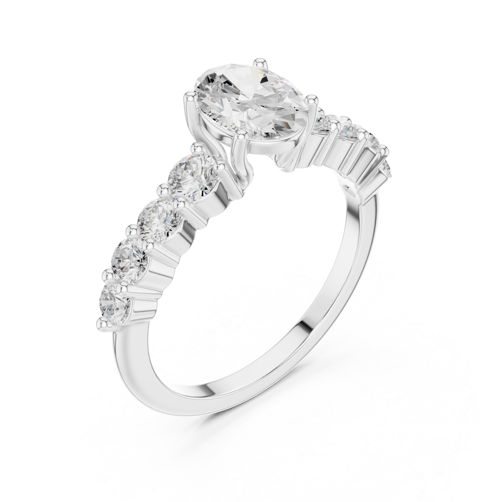  White Gold Crescent Radiance Signature Ring Right View