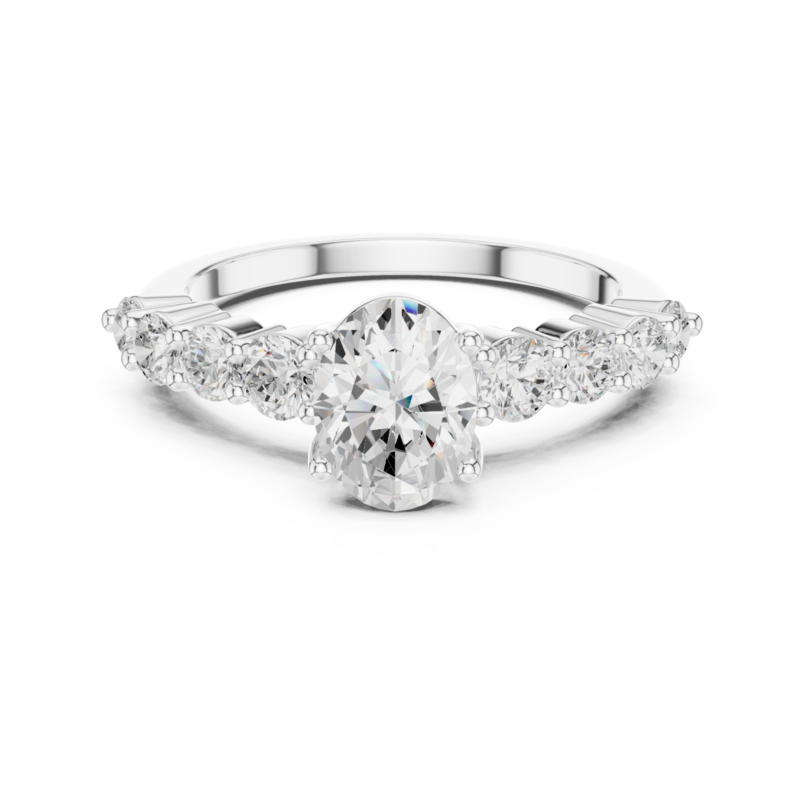  White Gold Crescent Radiance Signature Ring Front View