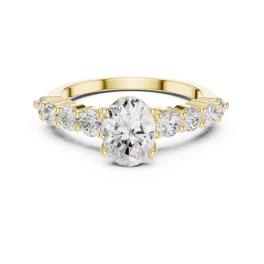 Gold Crescent Radiance Signature Ring Right View