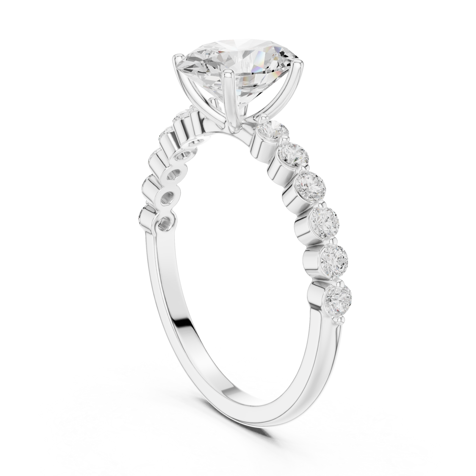 White Gold Eternal Whisper Halo Ring Left View