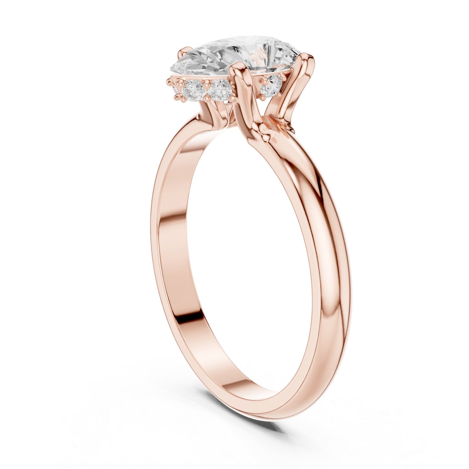  Rose Gold Celestial Curve Halo Engagement Ring Left View