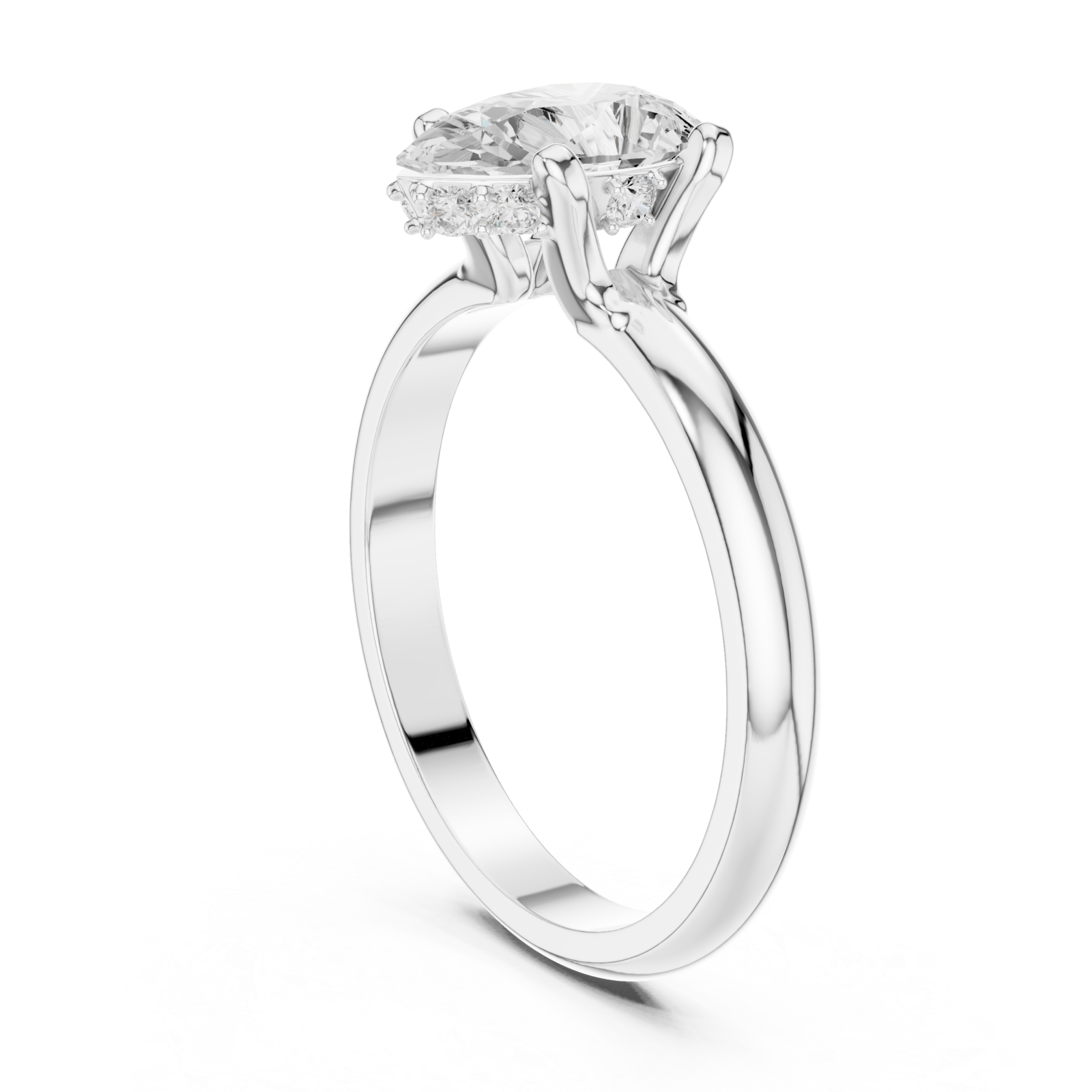  White Gold Celestial Curve Halo Engagement Ring Left View