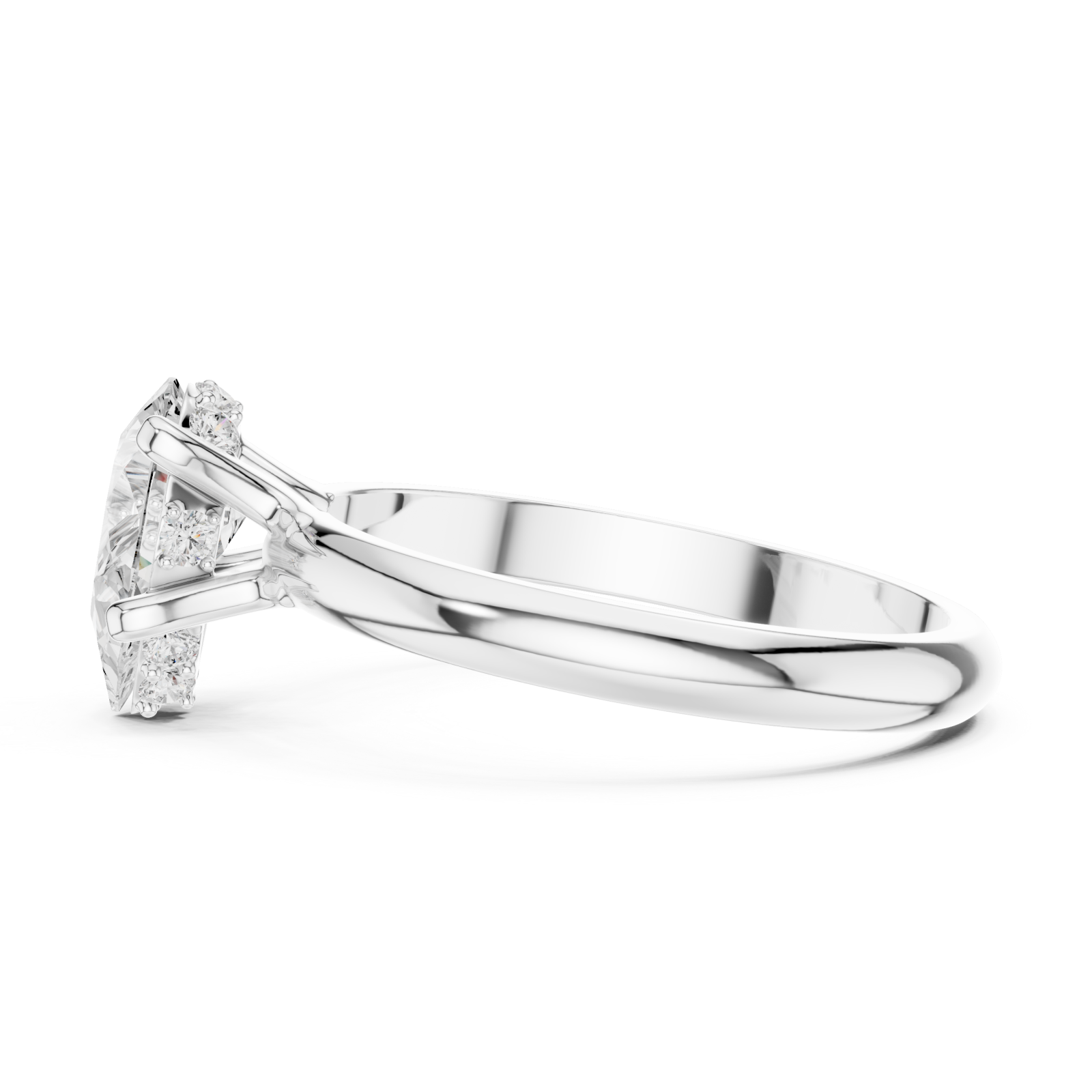  White Gold Celestial Curve Halo Engagement Ring Side View